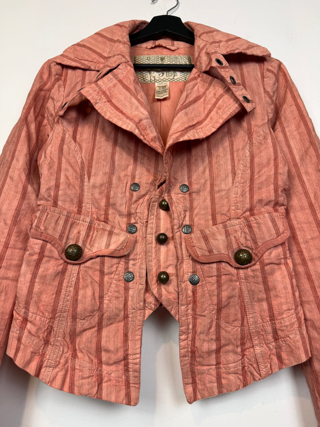 RARE Diesel Rising Sun Women's Striped Linen Blend Jacket Size M