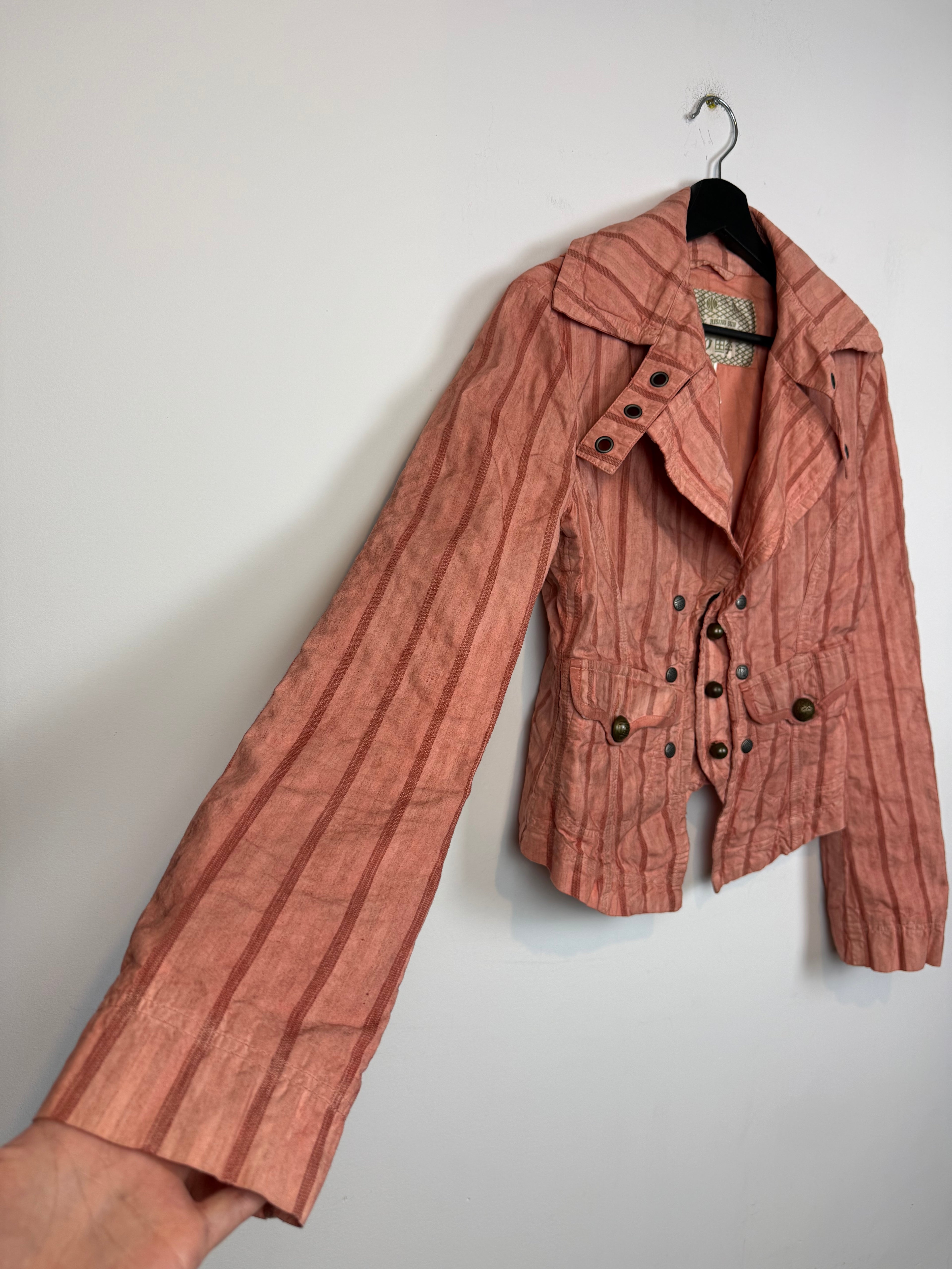 RARE Diesel Rising Sun Women's Striped Linen Blend Jacket Size M
