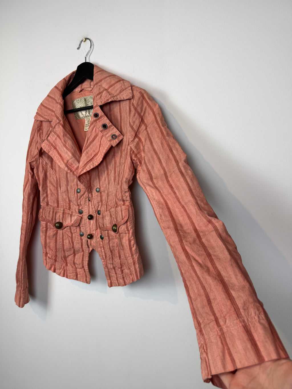 RARE Diesel Rising Sun Women's Striped Linen Blend Jacket Size M