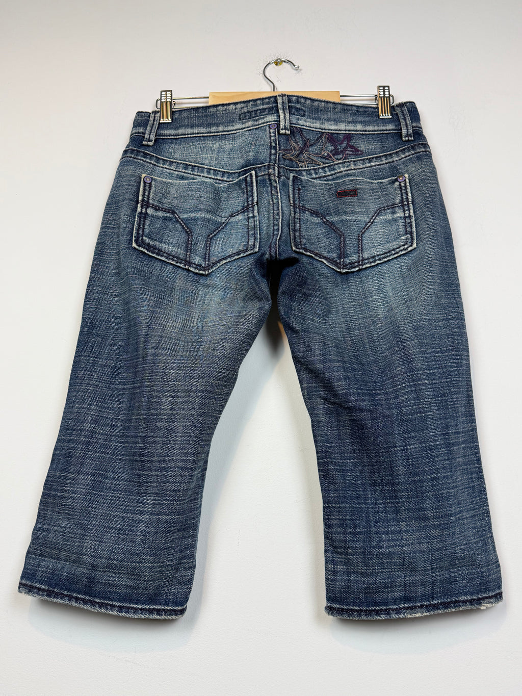 Miss Sixty Y2k Avant Garde Distressed Skirt Denim Shorts Blue Size 26