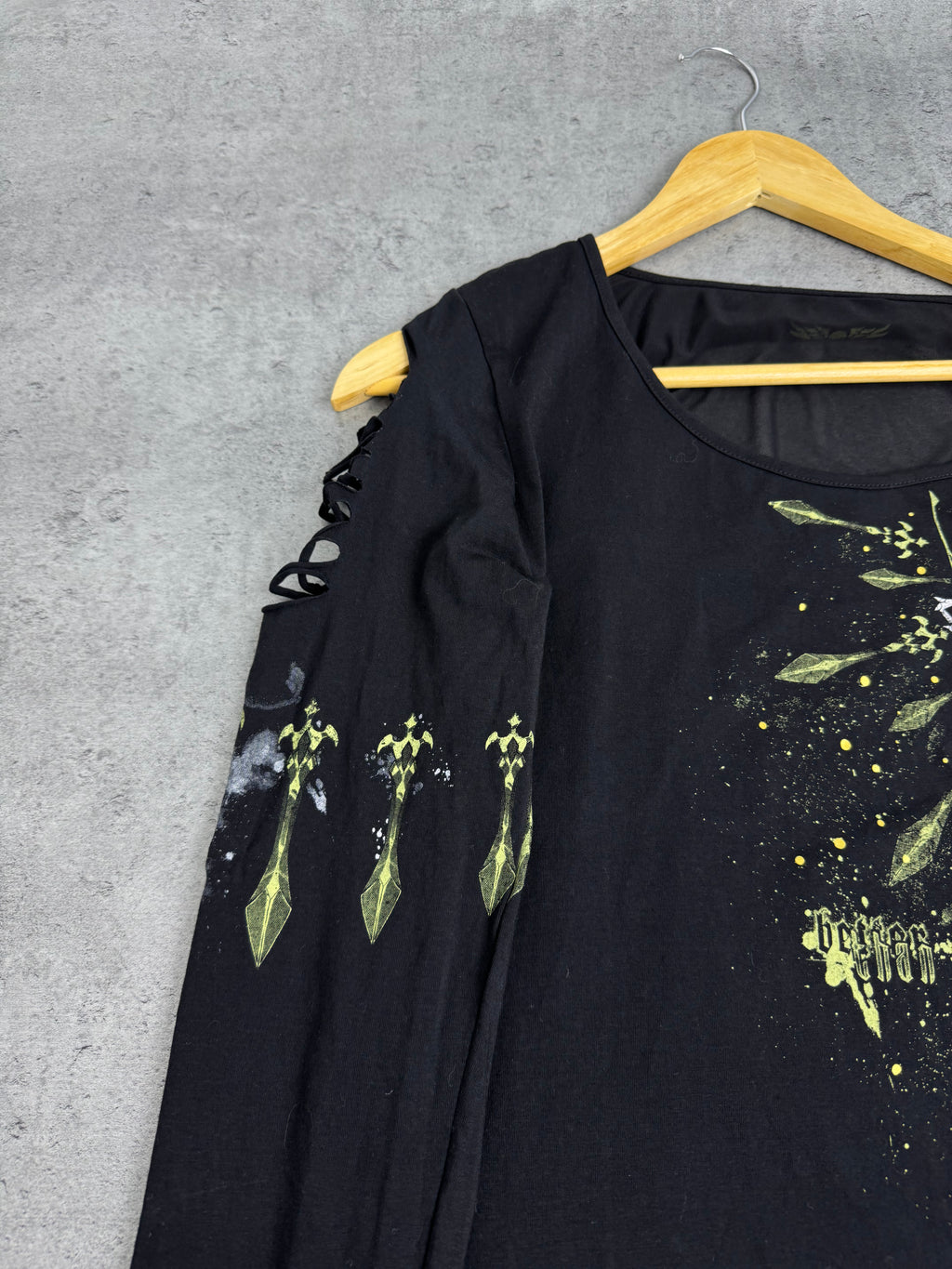 Rock Rebel Goth Skull Longsleeve Top Y2K Emo Grunge Punk Cyber Goth Cut Out M