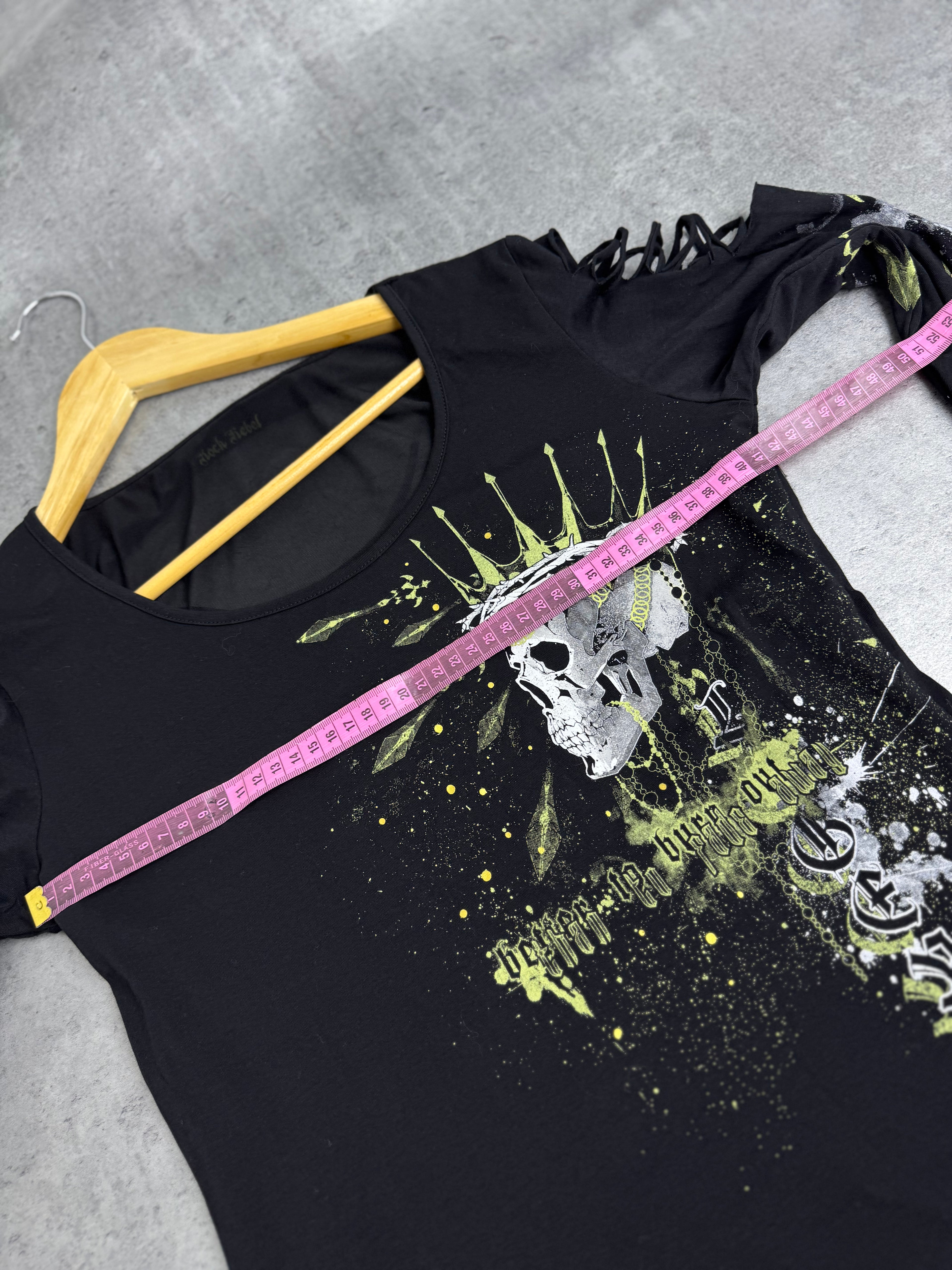 Rock Rebel Goth Skull Longsleeve Top Y2K Emo Grunge Punk Cyber Goth Cut Out M