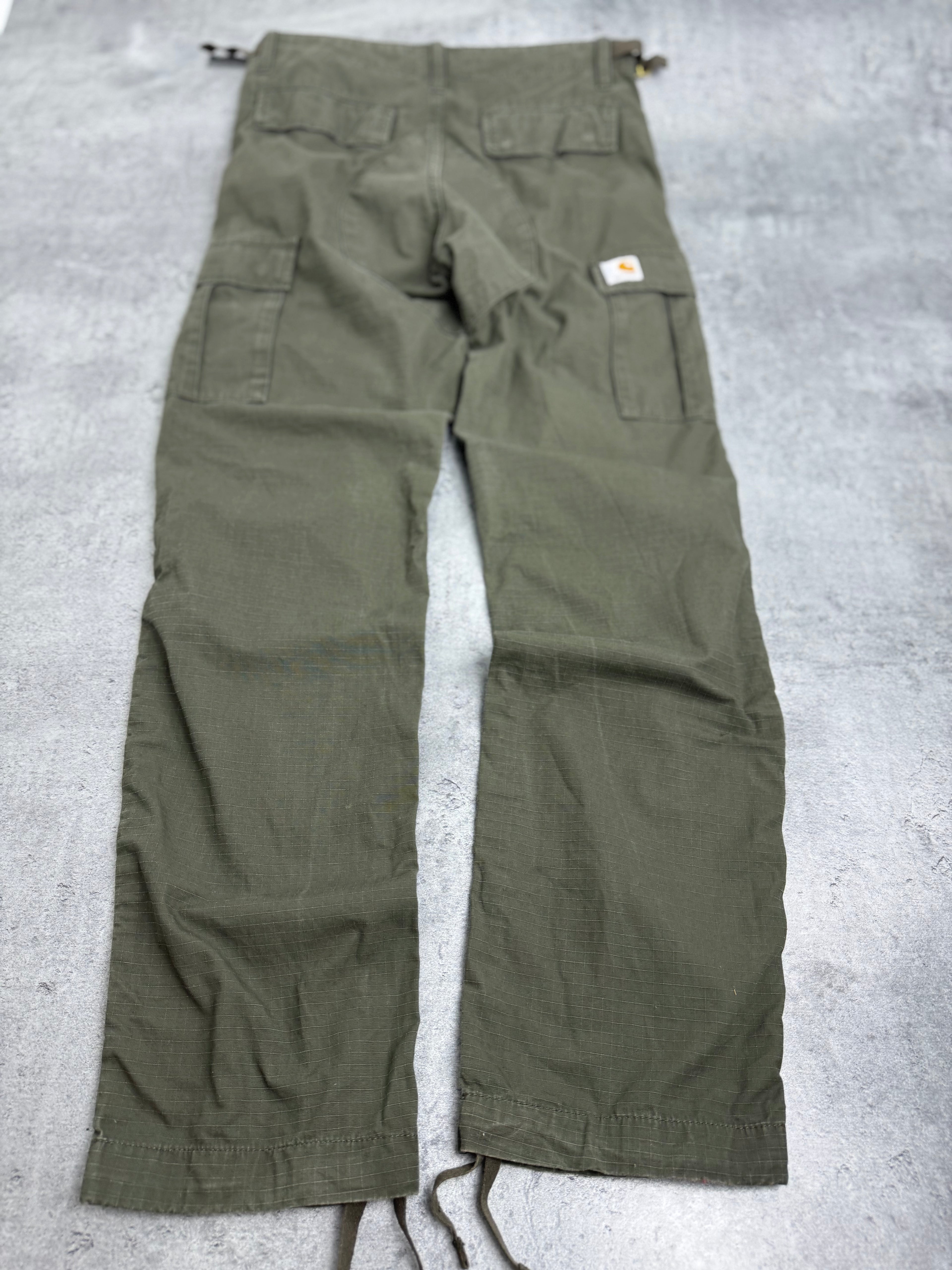 Carhartt Cargo Khaki Oliwkowe Spodnie Trousers y2k vintage luźne workwear robocze trekking hiking