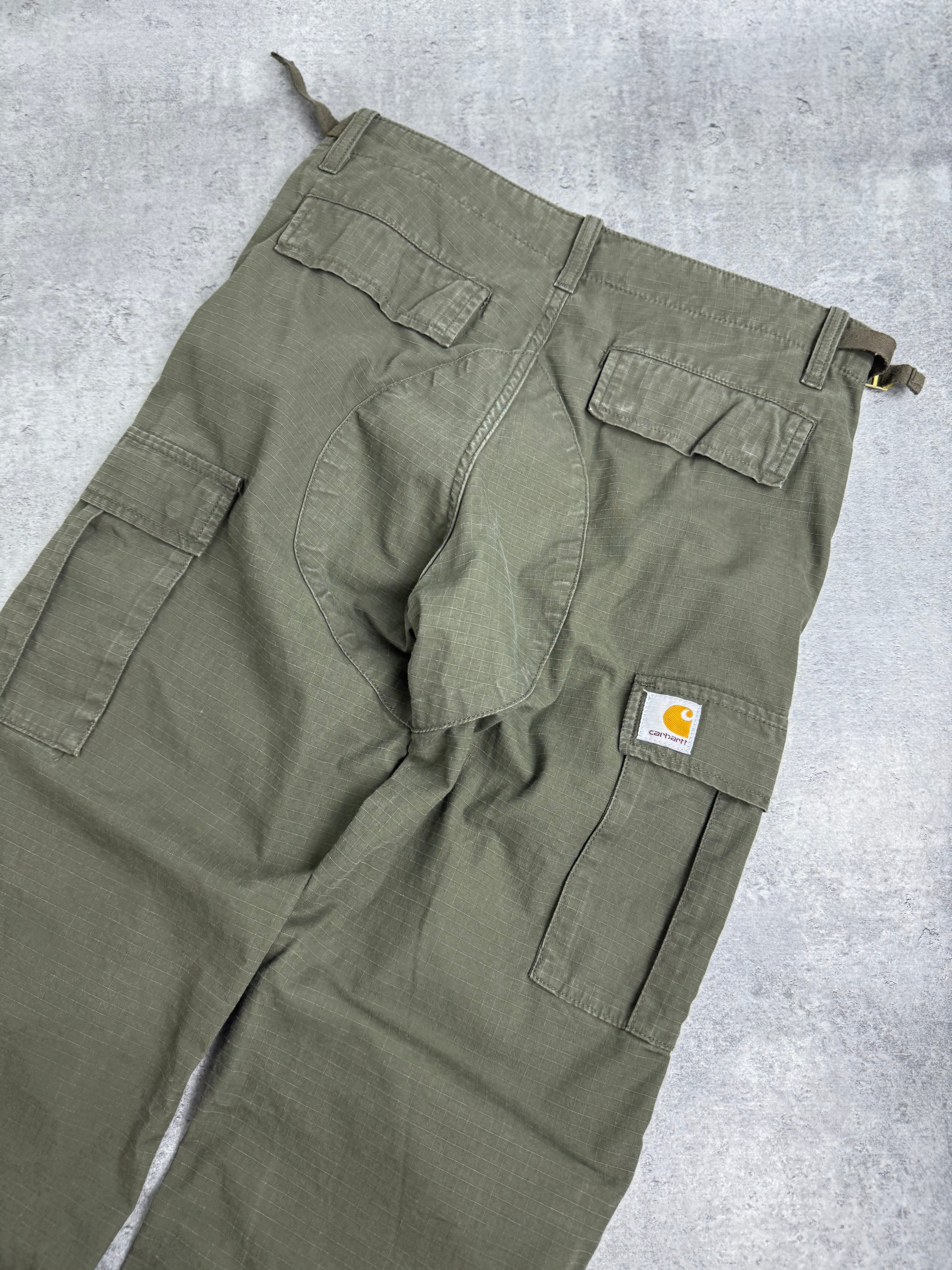 Carhartt Cargo Khaki Oliwkowe Spodnie Trousers y2k vintage luźne workwear robocze trekking hiking