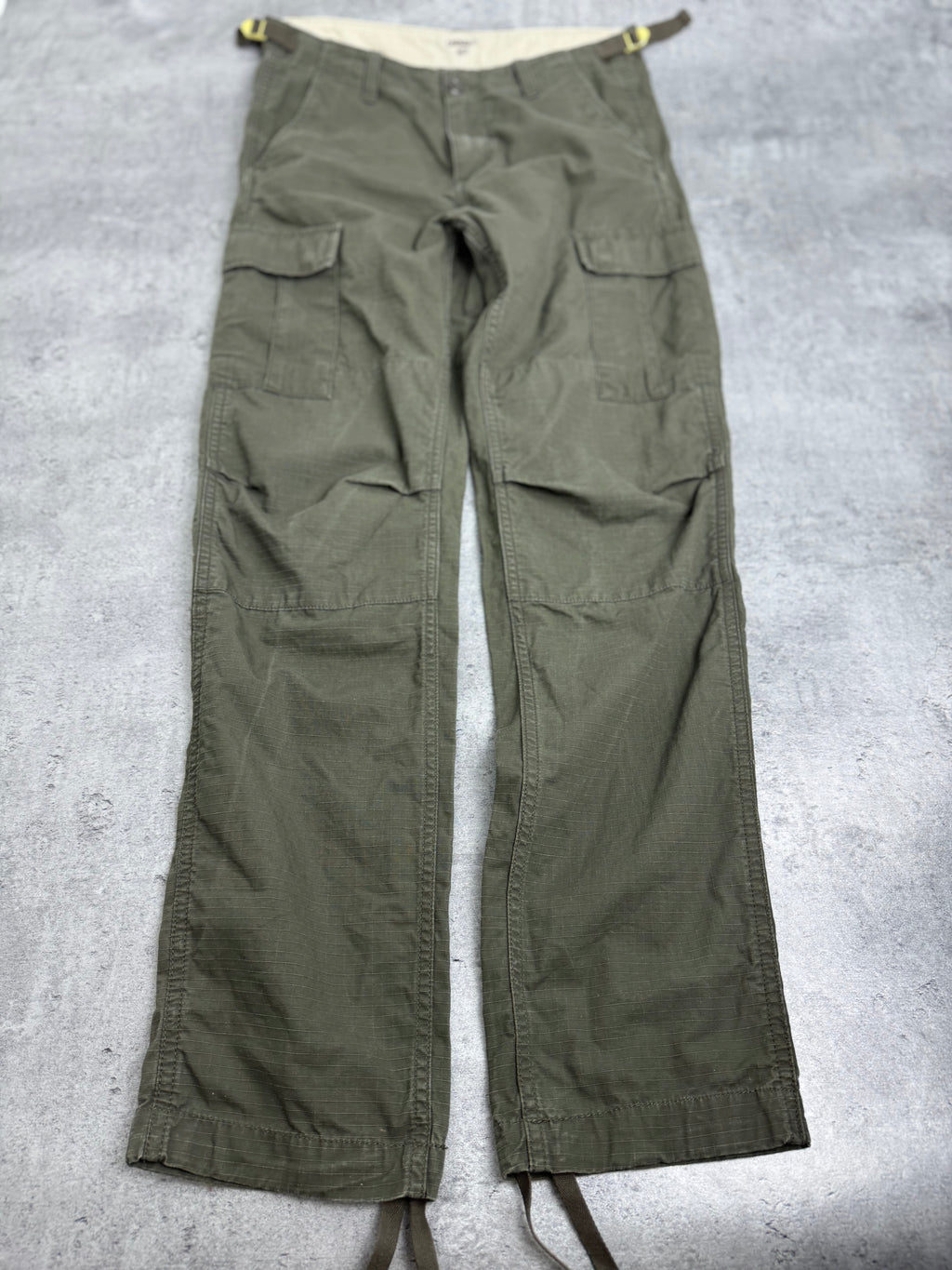 Carhartt Cargo Khaki Oliwkowe Spodnie Trousers y2k vintage luźne workwear robocze trekking hiking