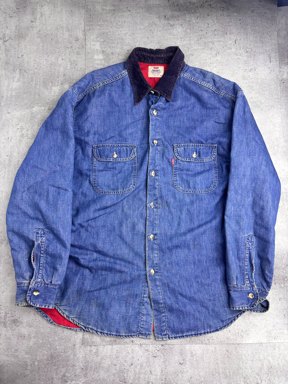 1995 LEVI'S DENIM SHACKET KOSZULO KURTKA 90S VINTAGE CZERWONA PODSZEWKA RARE