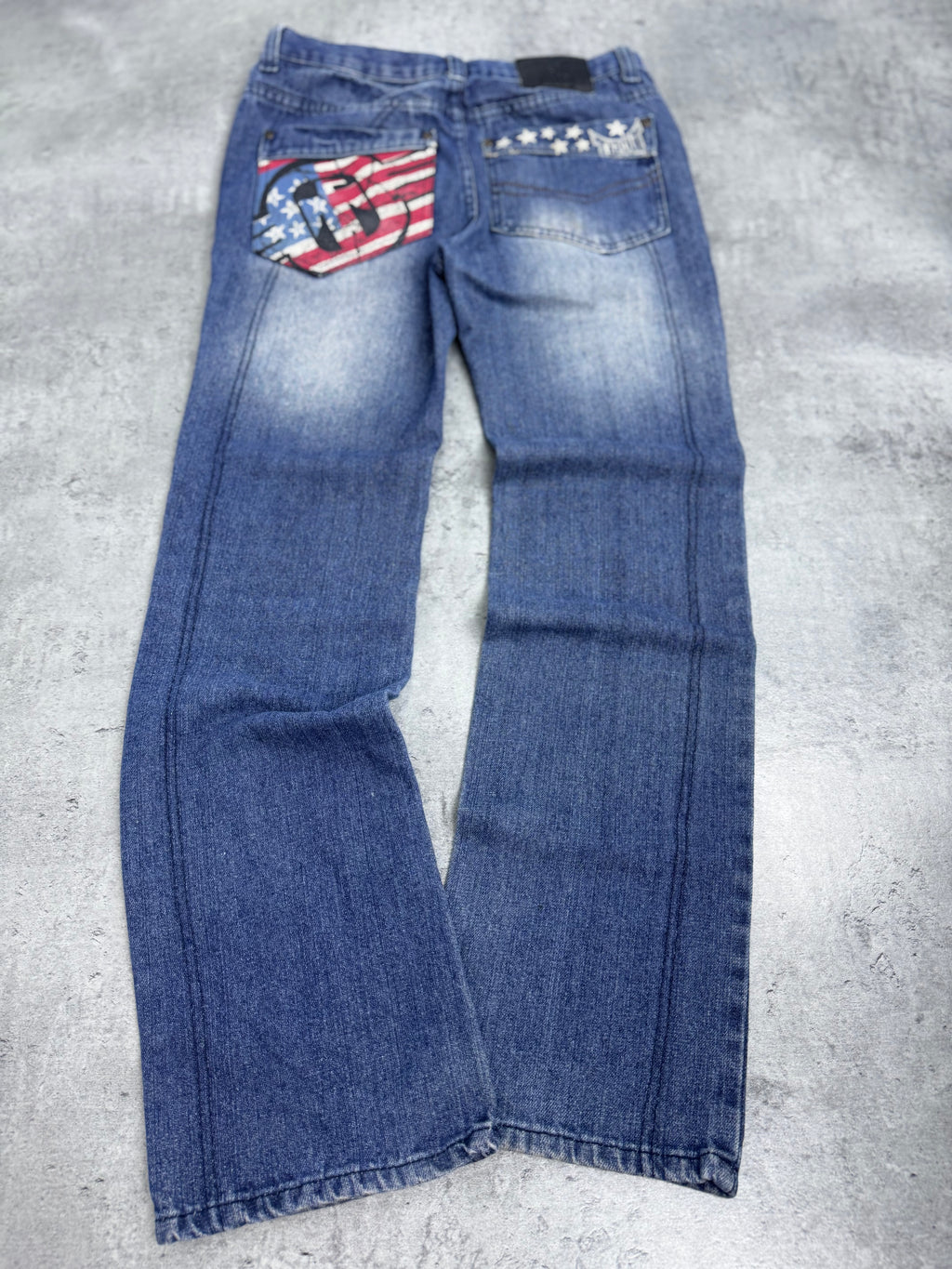 Tapout Vintage Y2K Spodnie Jeansowe Jeansy Szerokie Flaga USA Amerykańska