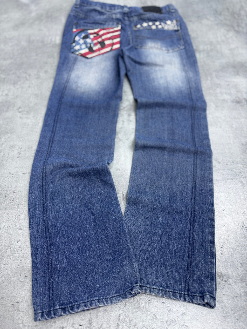 Tapout Vintage Y2K Spodnie Jeansowe Jeansy Szerokie Flaga USA Amerykańska