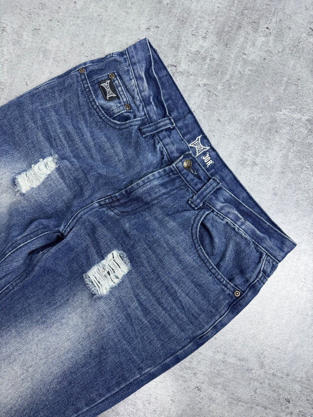 Tapout Vintage Y2K Spodnie Jeansowe Jeansy Szerokie Flaga USA Amerykańska