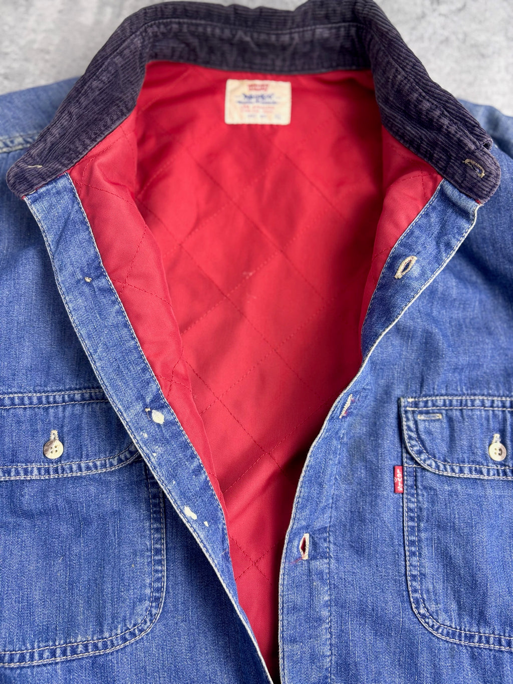 1995 LEVI'S DENIM SHACKET KOSZULO KURTKA 90S VINTAGE CZERWONA PODSZEWKA RARE