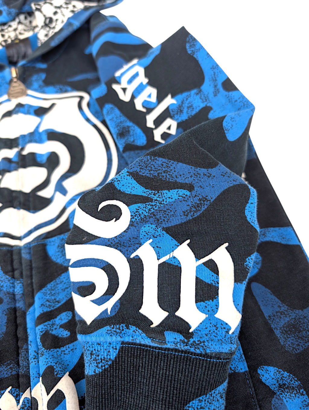 SMET by Christian Audigier Ed Hardy Style Bluza Camo Czaszki w kapturze y2k skull