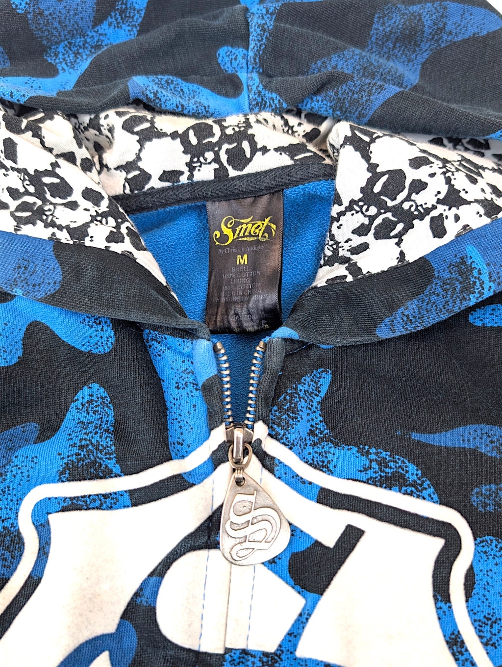 SMET by Christian Audigier Ed Hardy Style Bluza Camo Czaszki w kapturze y2k skull