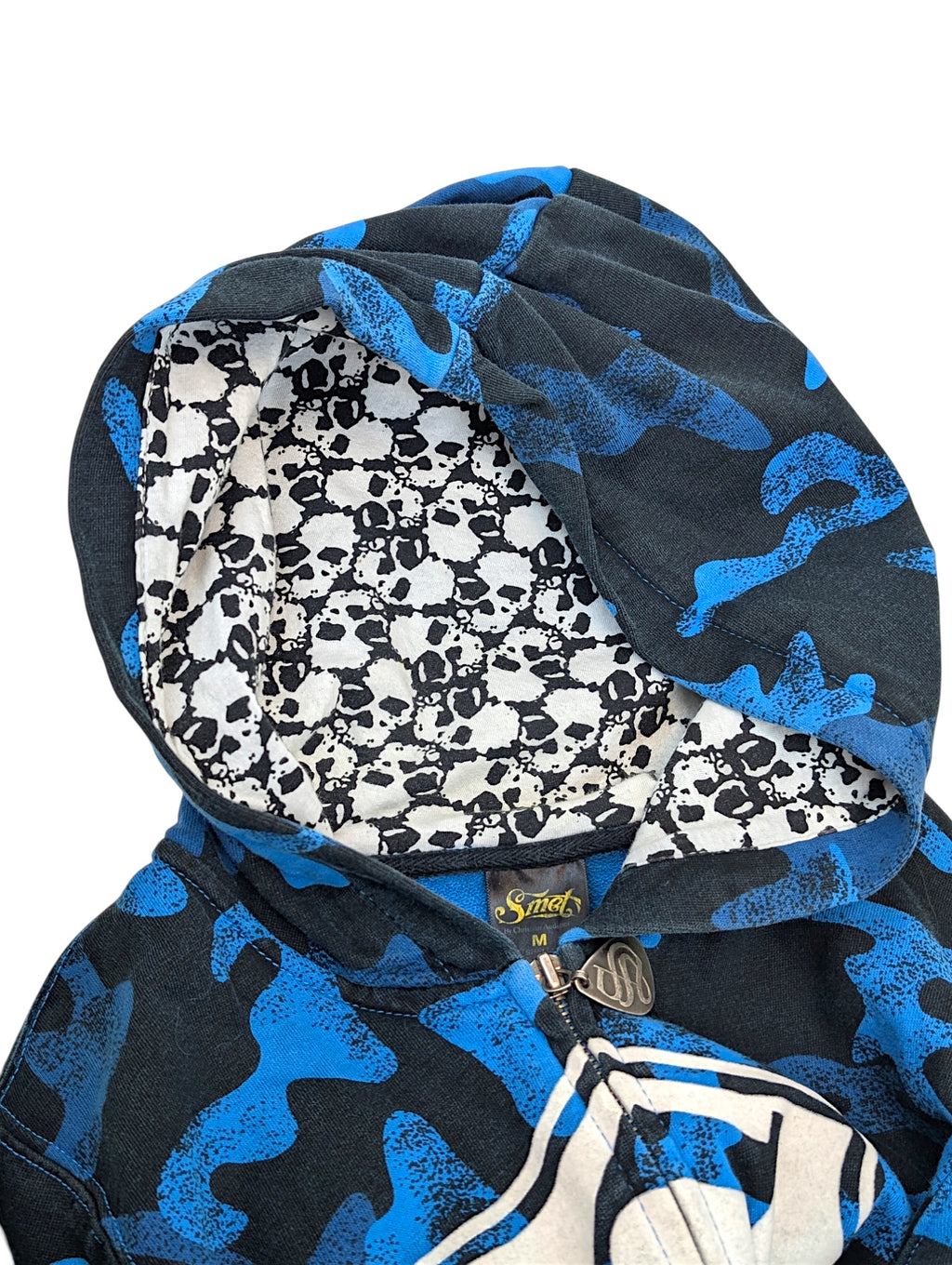 SMET by Christian Audigier Ed Hardy Style Bluza Camo Czaszki w kapturze y2k skull