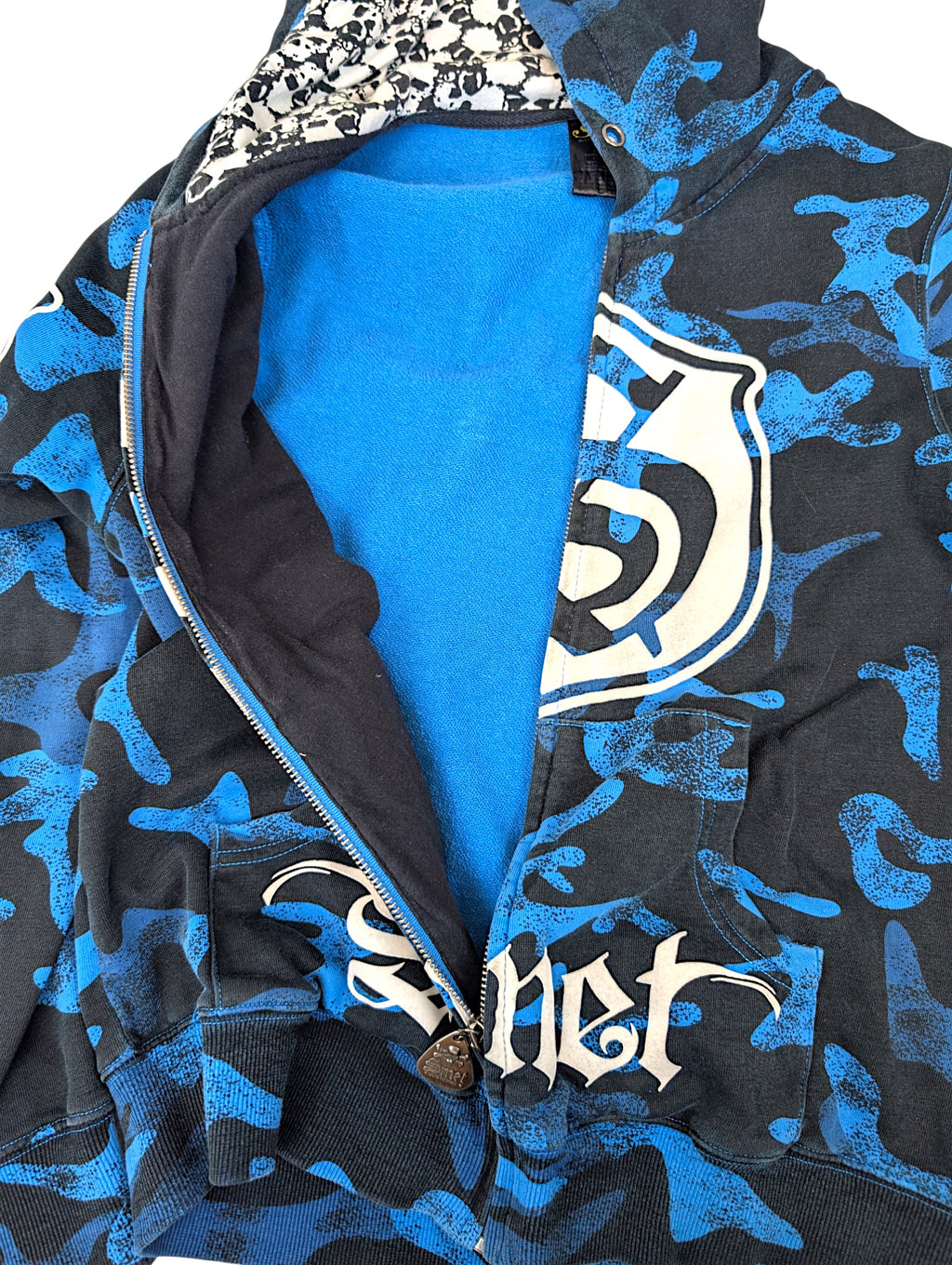 SMET by Christian Audigier Ed Hardy Style Bluza Camo Czaszki w kapturze y2k skull