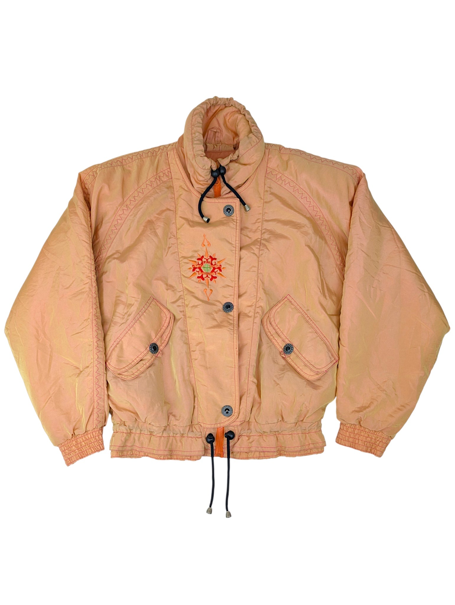 Vintage 90s Skii Puffer Jacket Kurtka Made in Italy Haft Słońca narciarska zimowa