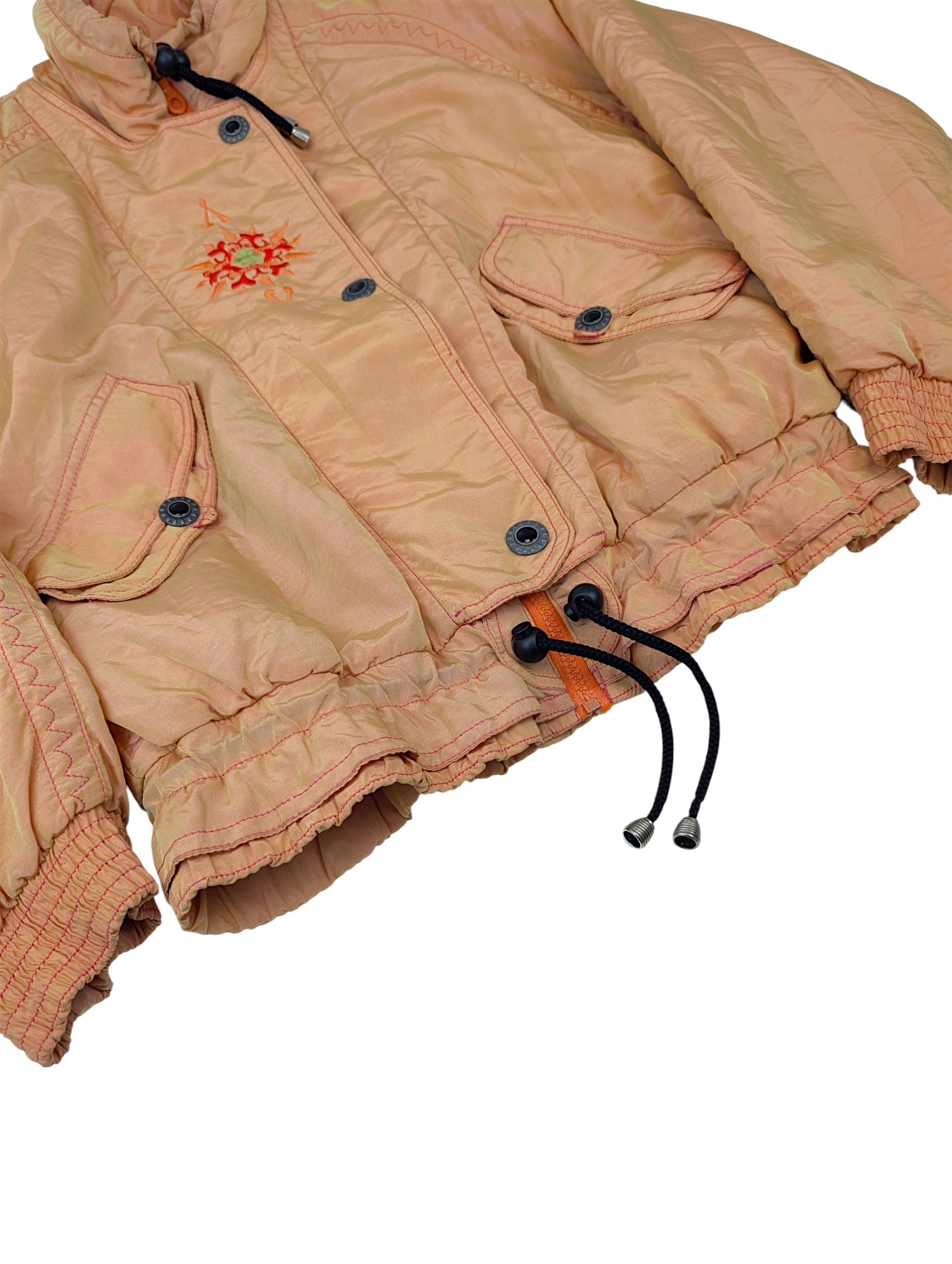 Vintage 90s Skii Puffer Jacket Kurtka Made in Italy Haft Słońca narciarska zimowa