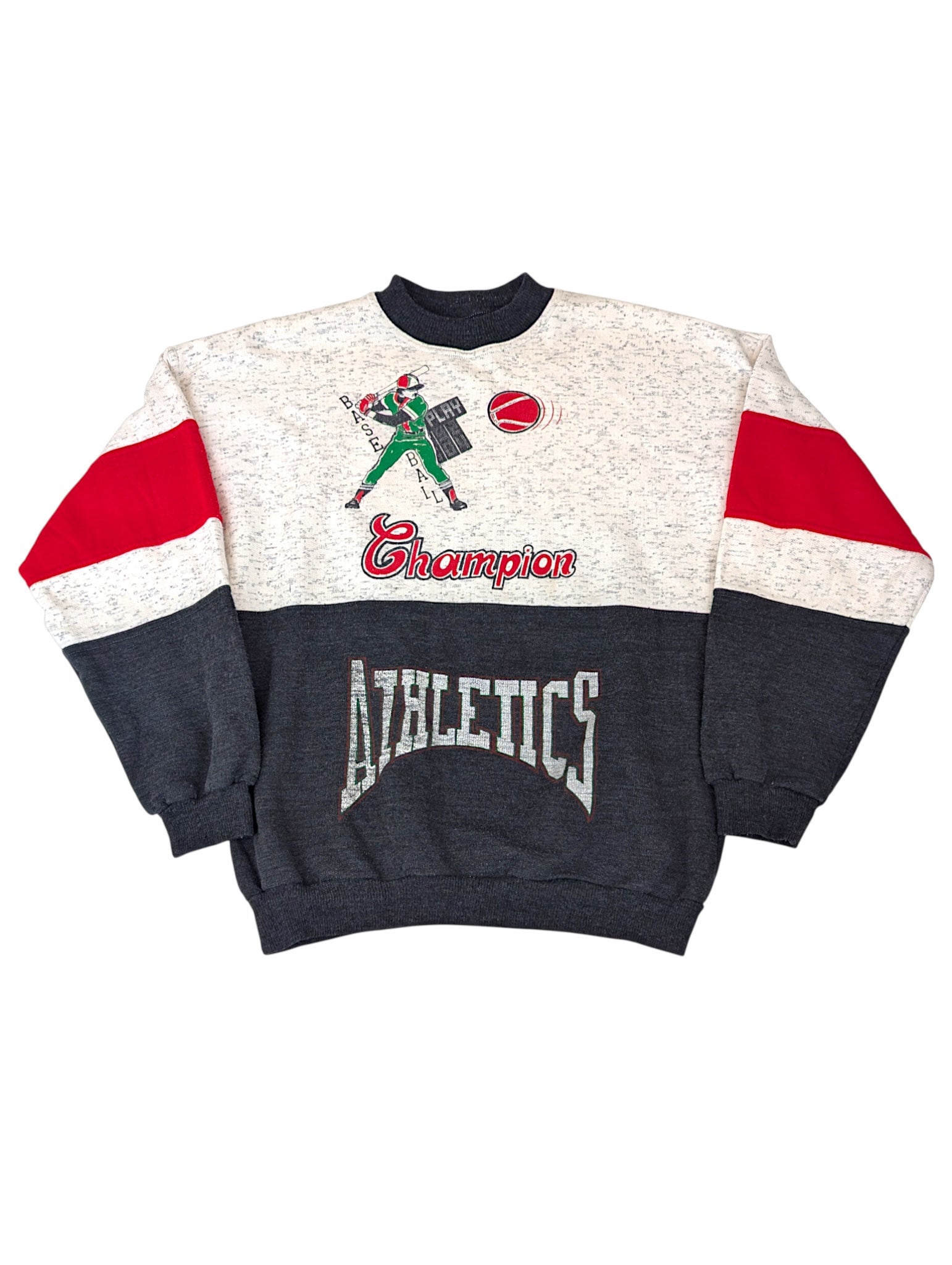 Vintage Bluza bez kaptura z nadrukiem baseball sweatshirt