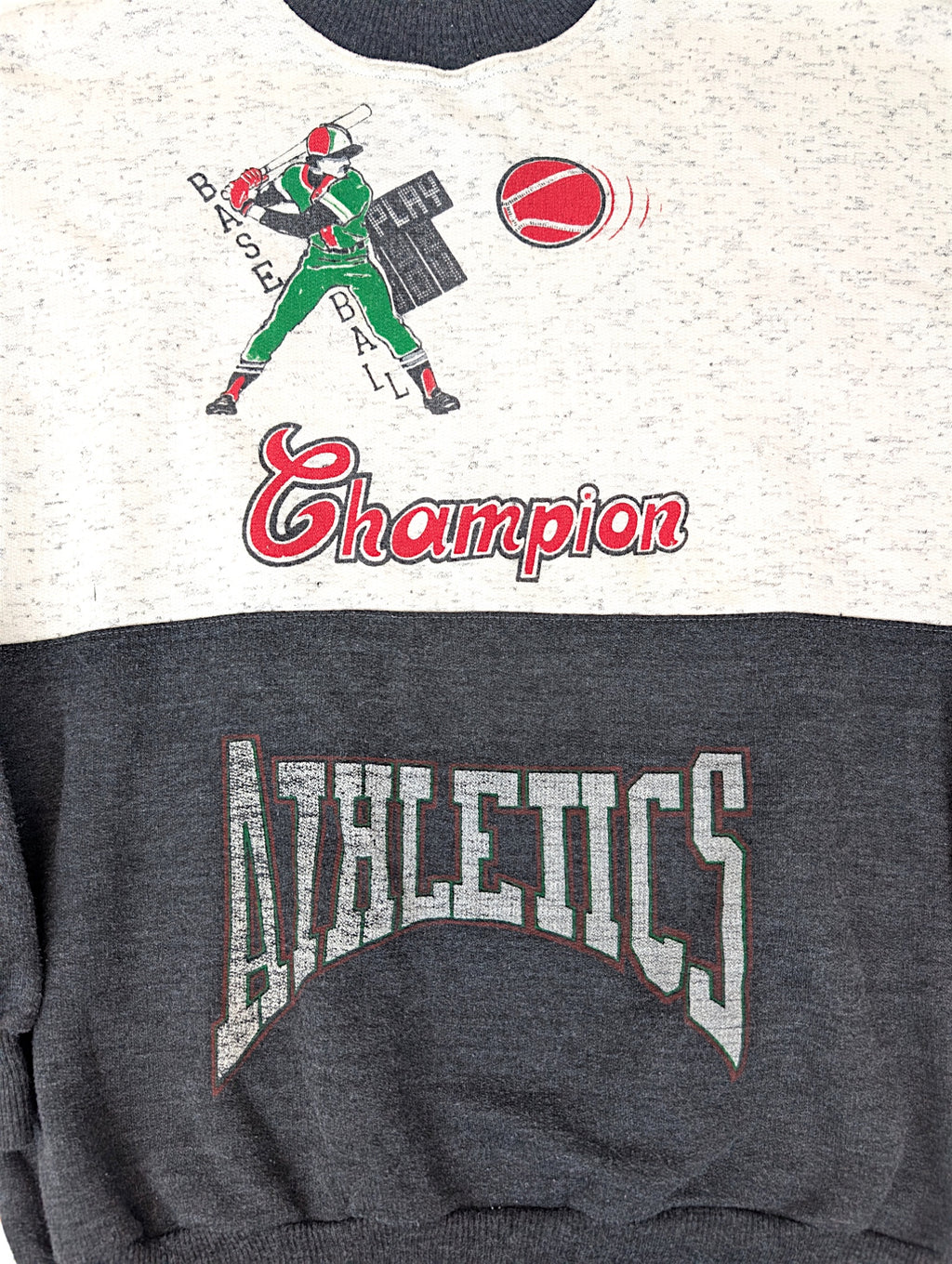 Vintage Bluza bez kaptura z nadrukiem baseball sweatshirt