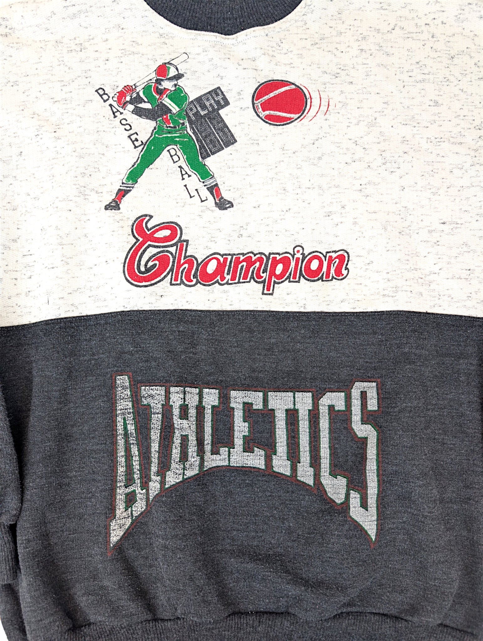 Vintage Bluza bez kaptura z nadrukiem baseball sweatshirt