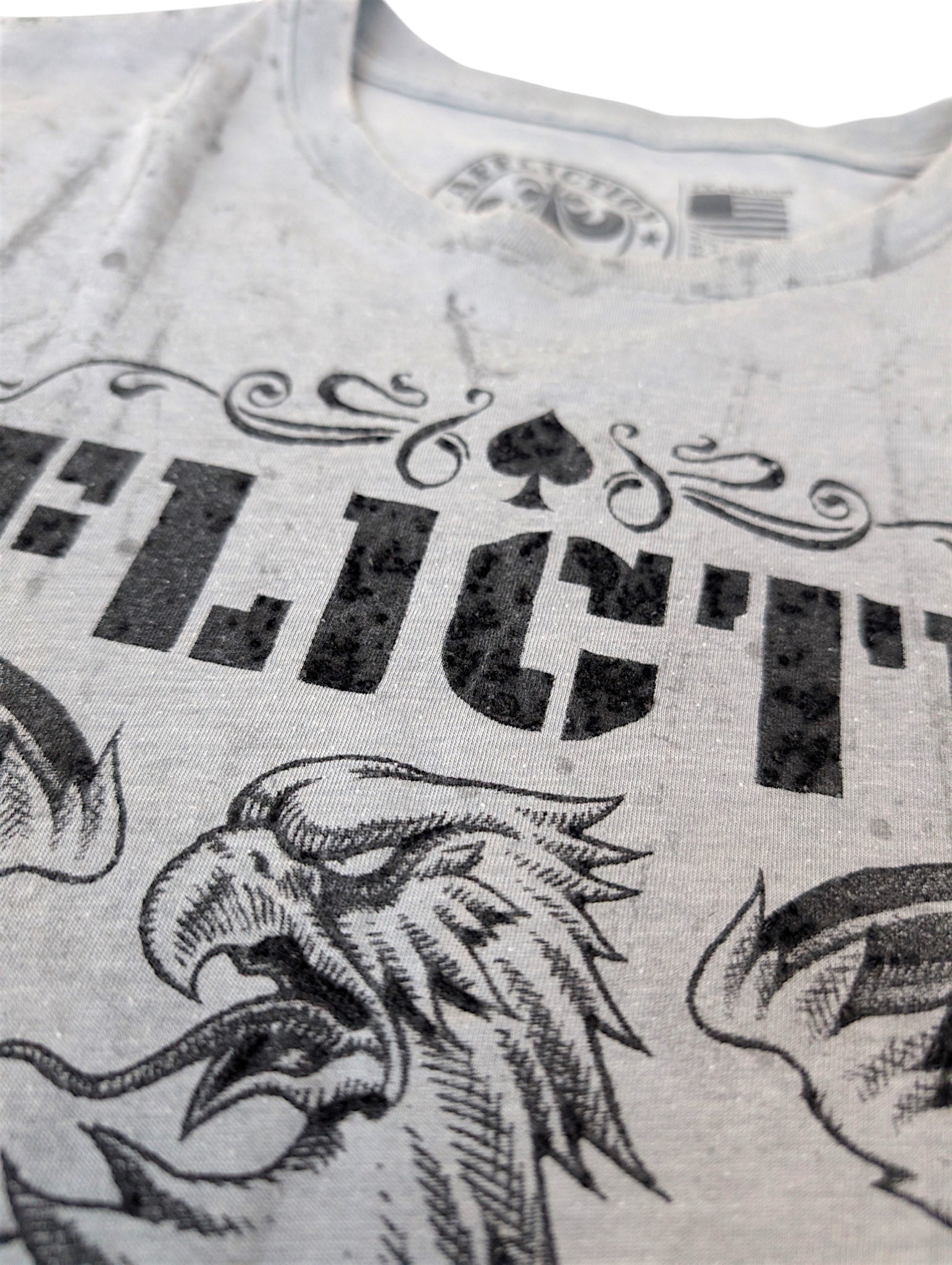 Afflcition Koszulka Grunge Punk Czaszka Orzeł Skull Y2k 2XL