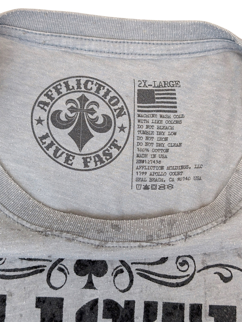 Afflcition Koszulka Grunge Punk Czaszka Orzeł Skull Y2k 2XL