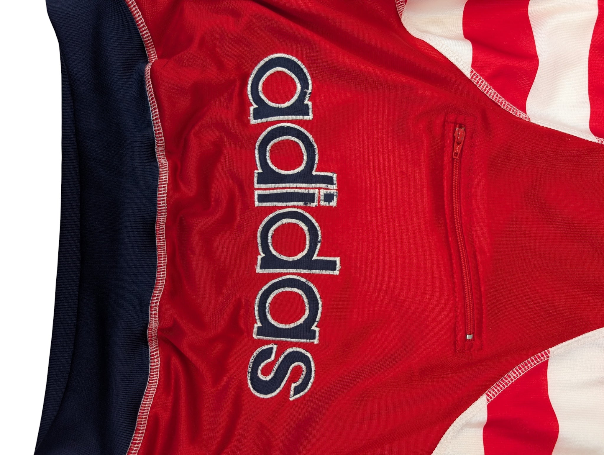 90s Striped Adidas Quarter Zip Bluza Oldschool Vintage