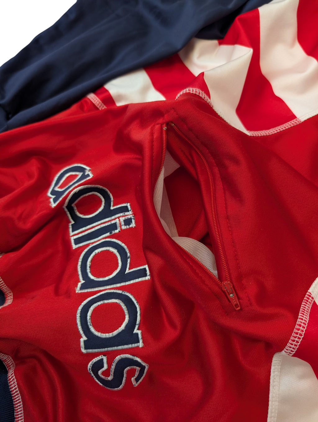 90s Striped Adidas Quarter Zip Bluza Oldschool Vintage