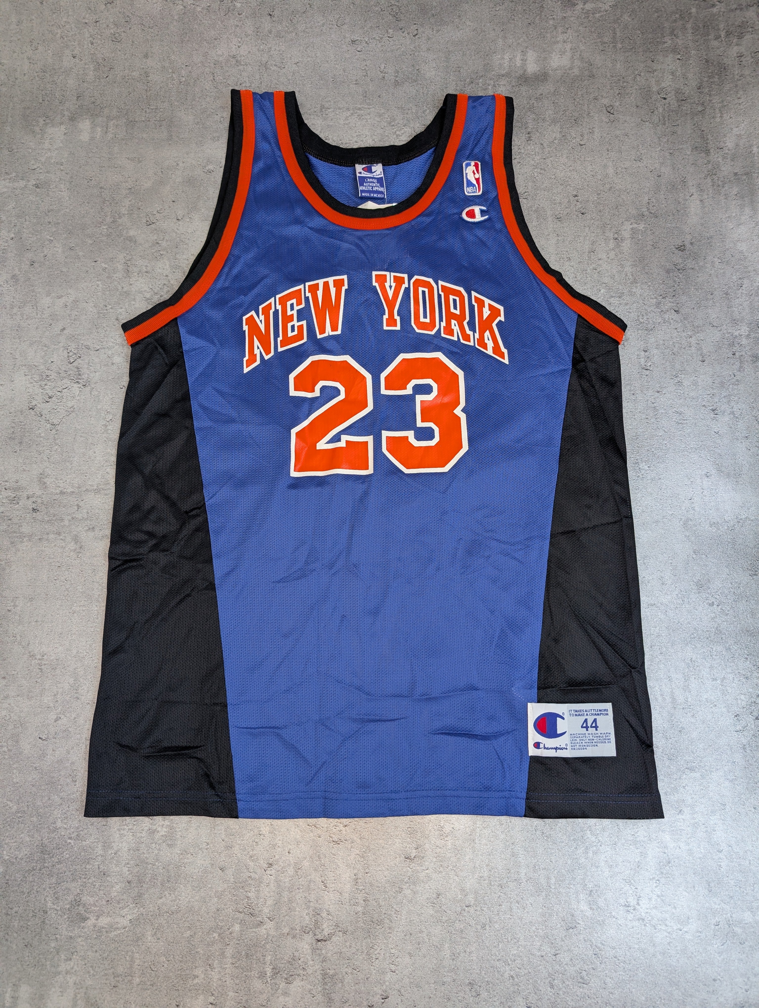 90S Marcus Camby New York Knicks Champion Jersey Basketball NBA Sz 44 RARE