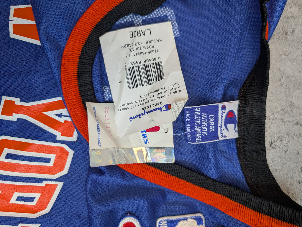 90S Marcus Camby New York Knicks Champion Jersey Basketball NBA Sz 44 RARE