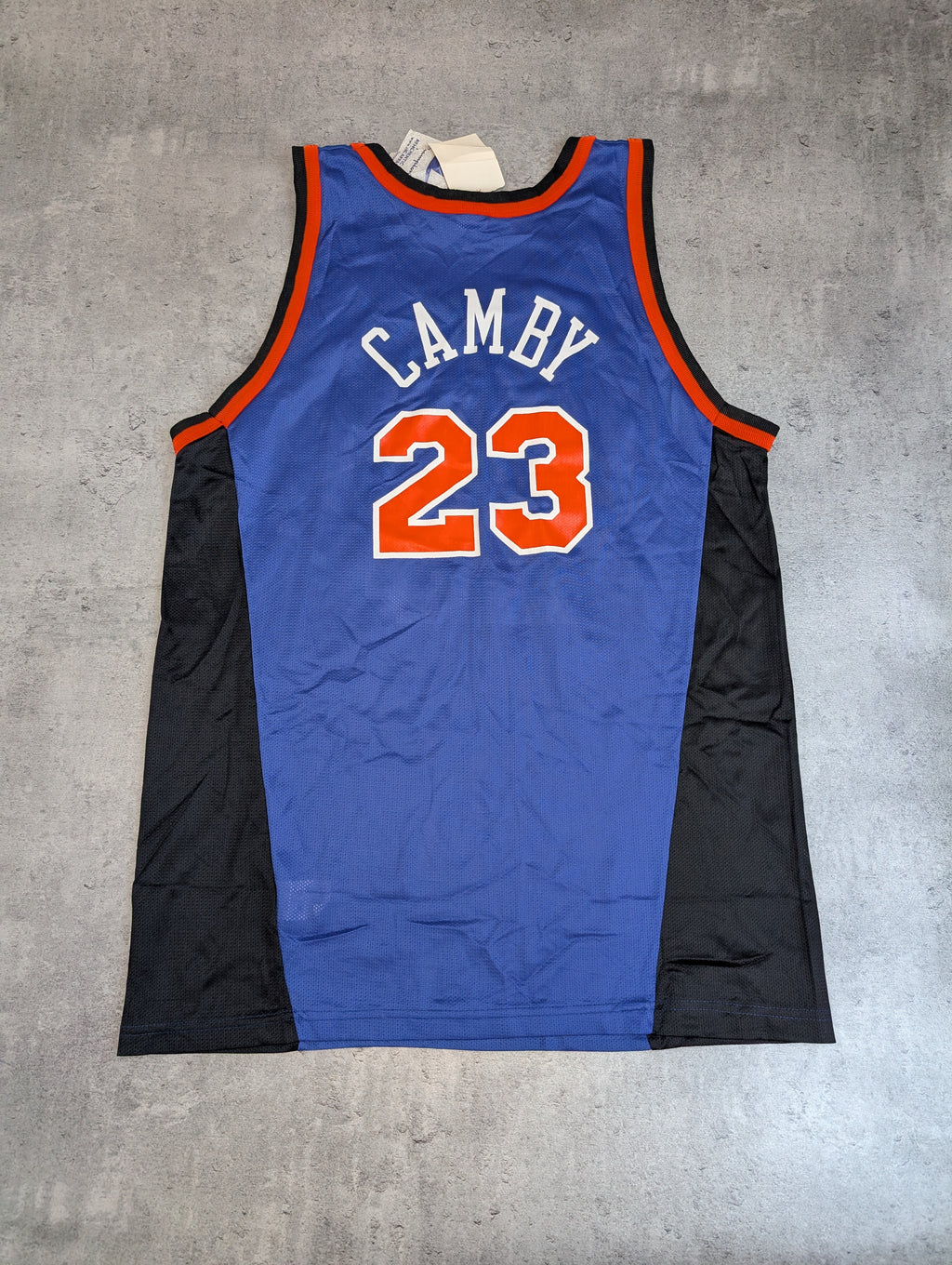 90S Marcus Camby New York Knicks Champion Jersey Basketball NBA Sz 44 RARE