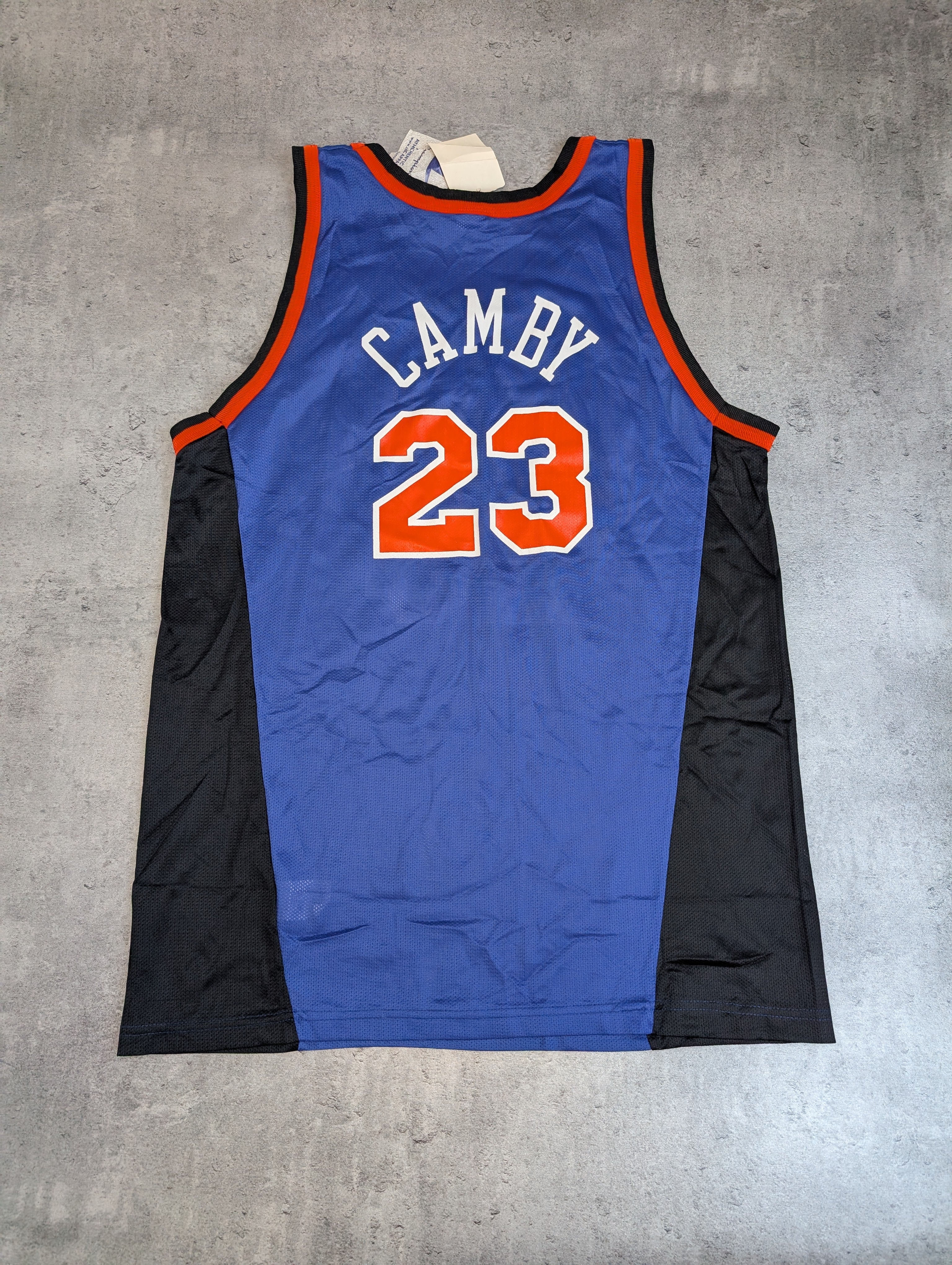 90S Marcus Camby New York Knicks Champion Jersey Basketball NBA Sz 44 RARE