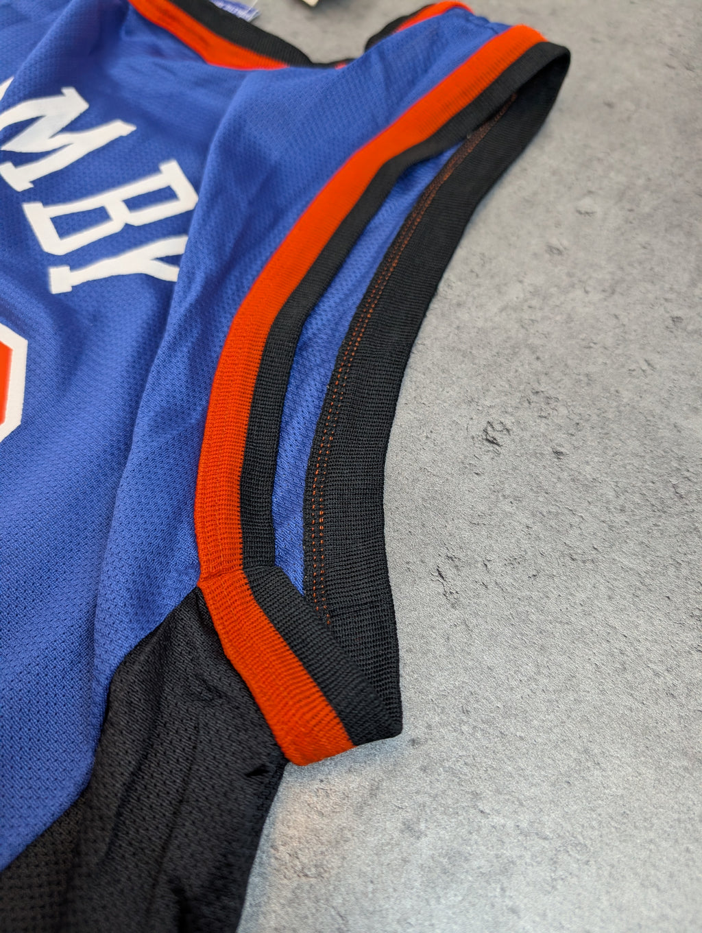 90S Marcus Camby New York Knicks Champion Jersey Basketball NBA Sz 44 RARE