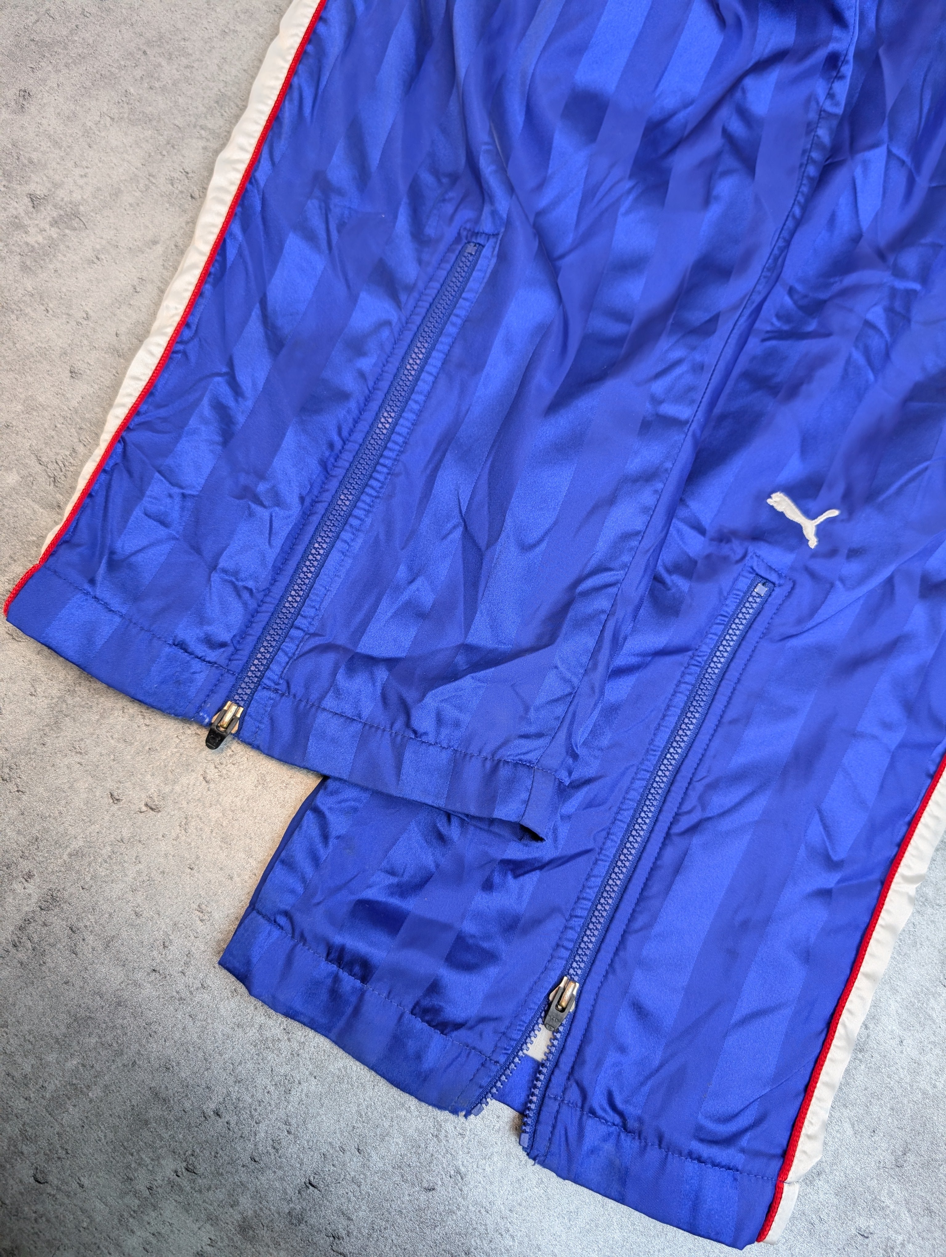 Puma Wide Leg Tracksuit Pants Baggy Spodnie Dresowe Track Szelesty Oldschool Świecące Japońskie 90s Vintage