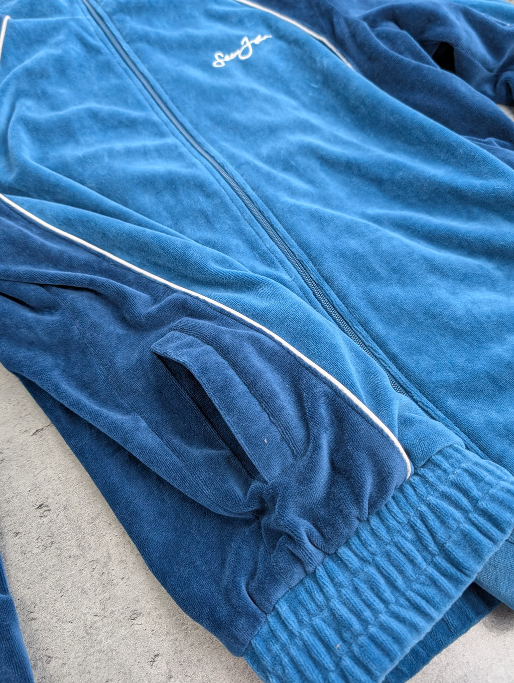 2000s Sean John Velour Tracksuit Jacket Bluza Welurowa HipHop Rap Rozpinana Oversized