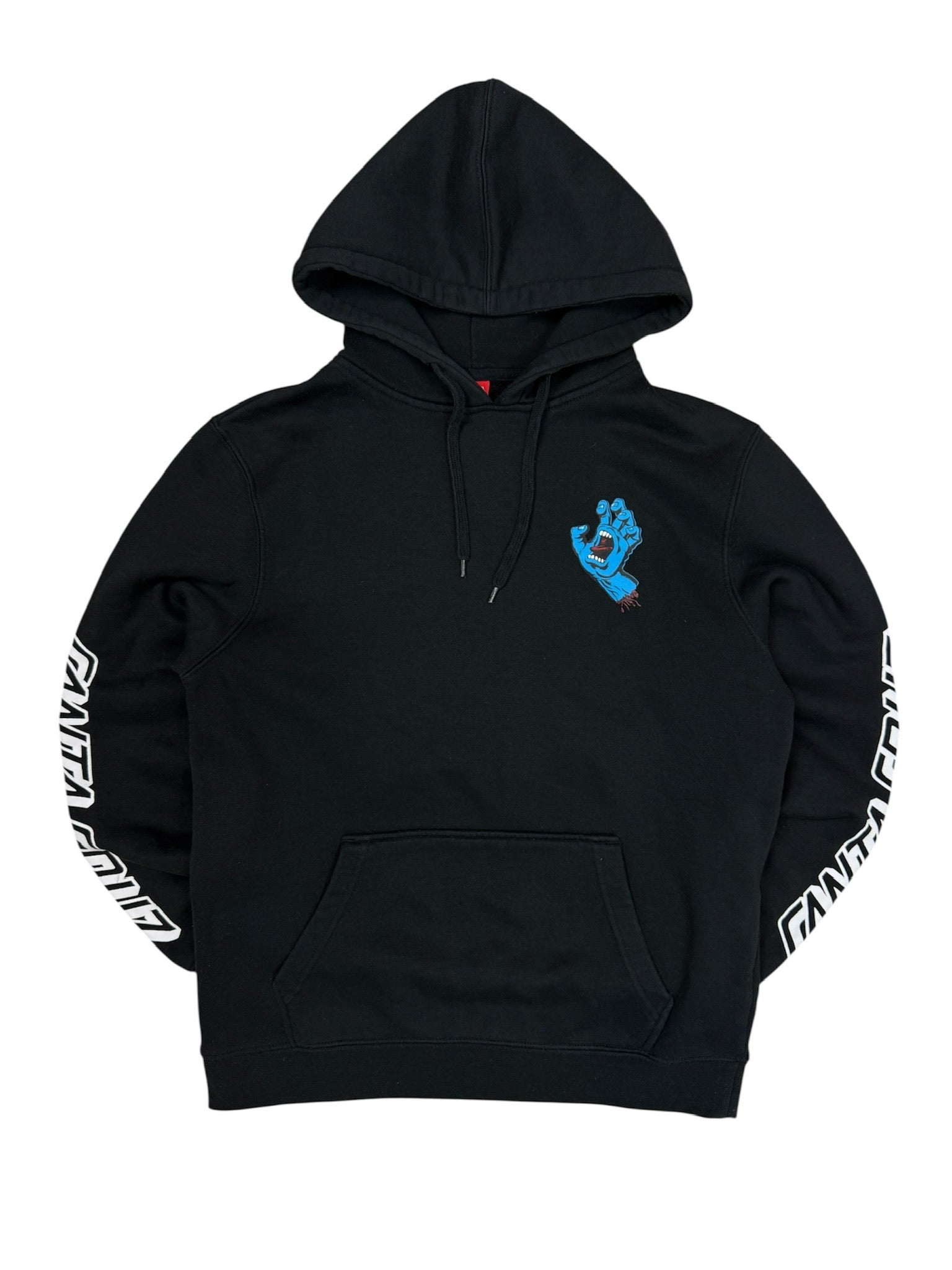 Santa Cruz Y2k Screaming Hand Fingers Logo Spellout Hoodie Black Size S