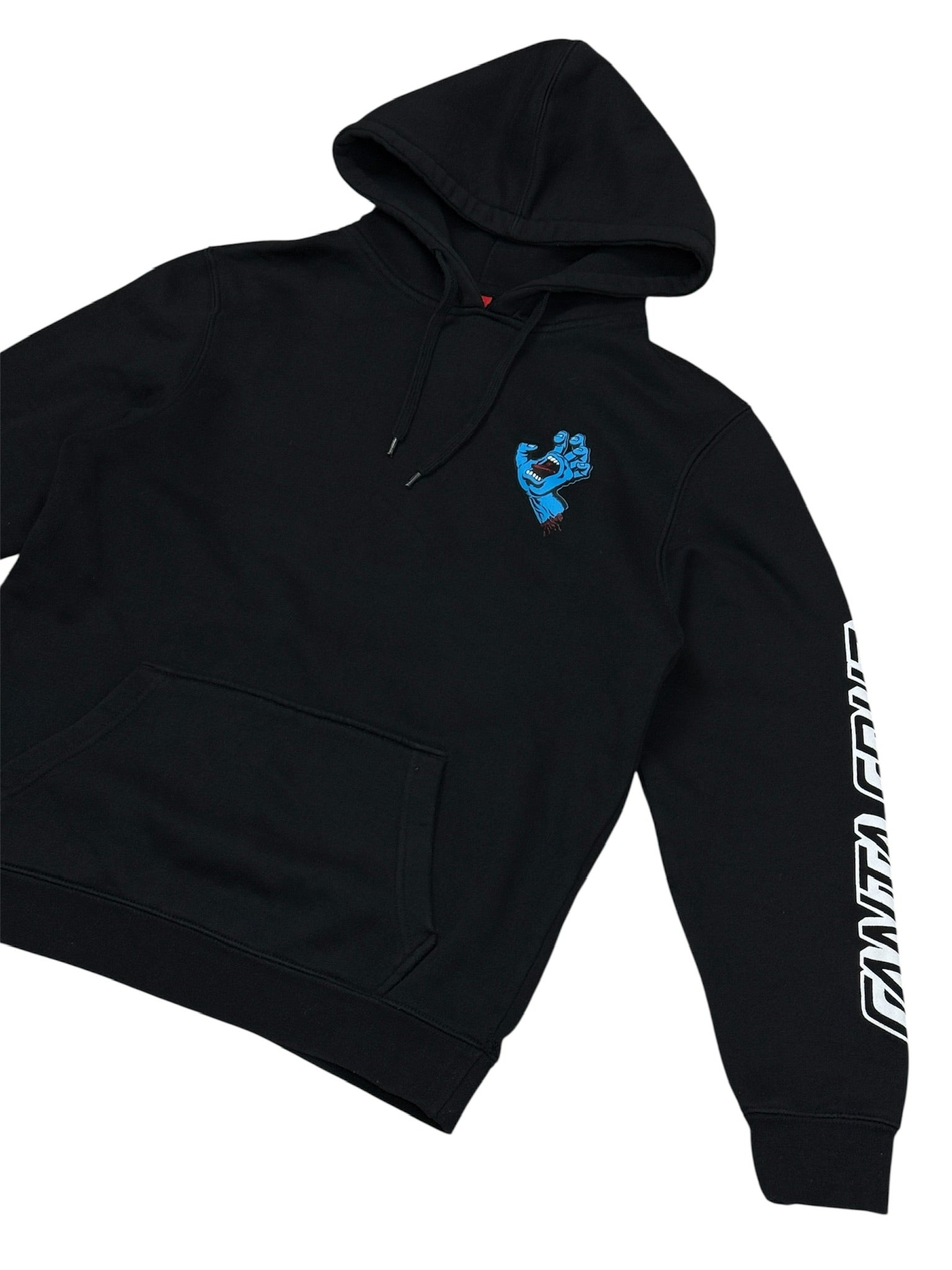 Santa Cruz Y2k Screaming Hand Fingers Logo Spellout Hoodie Black Size S