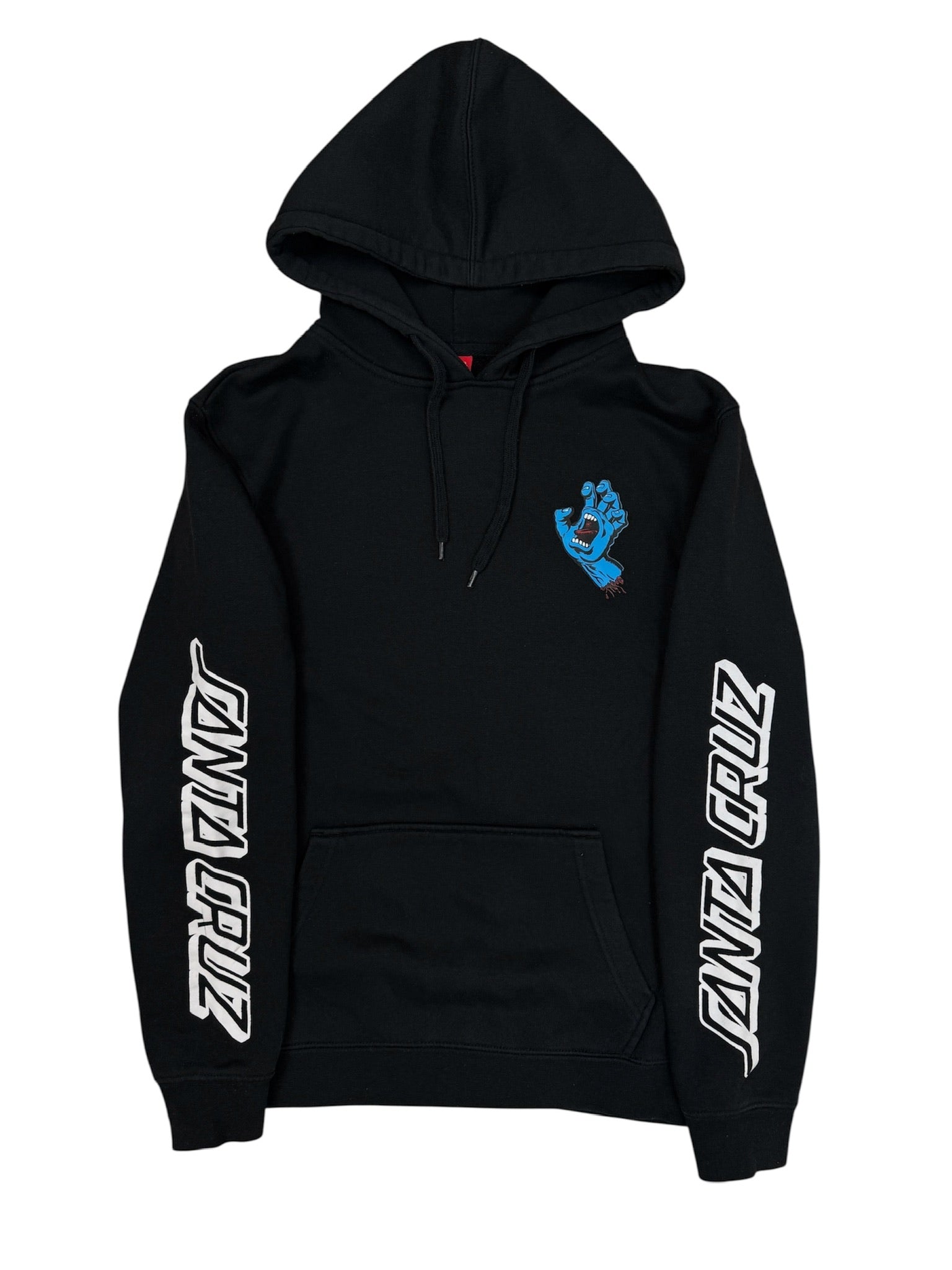 Santa Cruz Y2k Screaming Hand Fingers Logo Spellout Hoodie Black Size S
