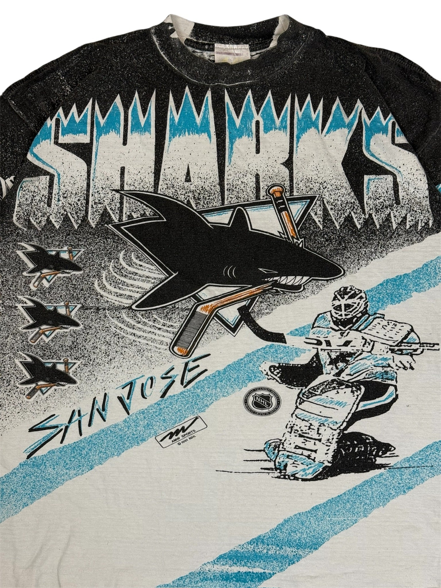 Vintage 90's San Jose Sharks Magic Johnson Tees Men's Over Print Size M