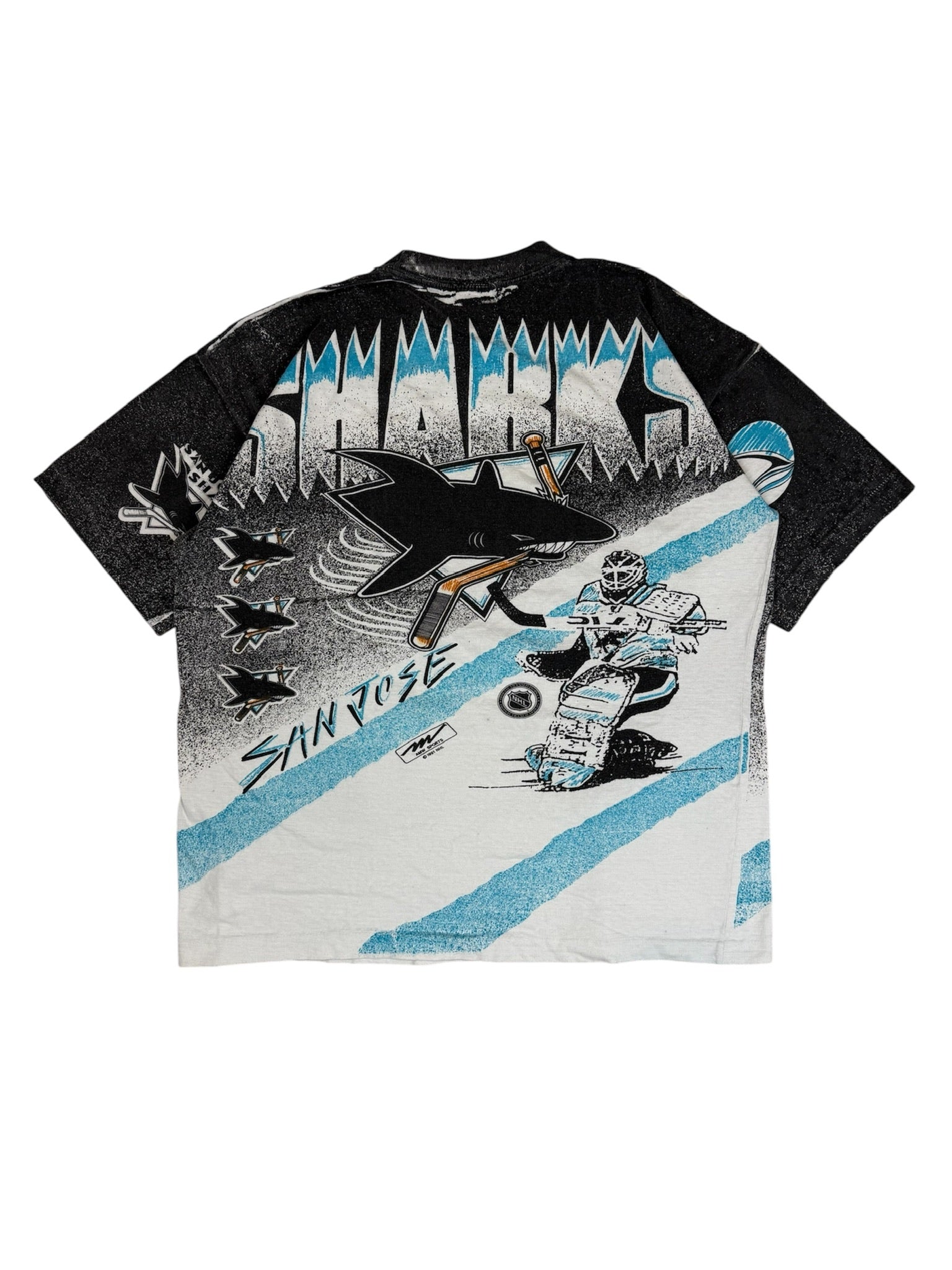 Vintage 90's San Jose Sharks Magic Johnson Tees Men's Over Print Size M