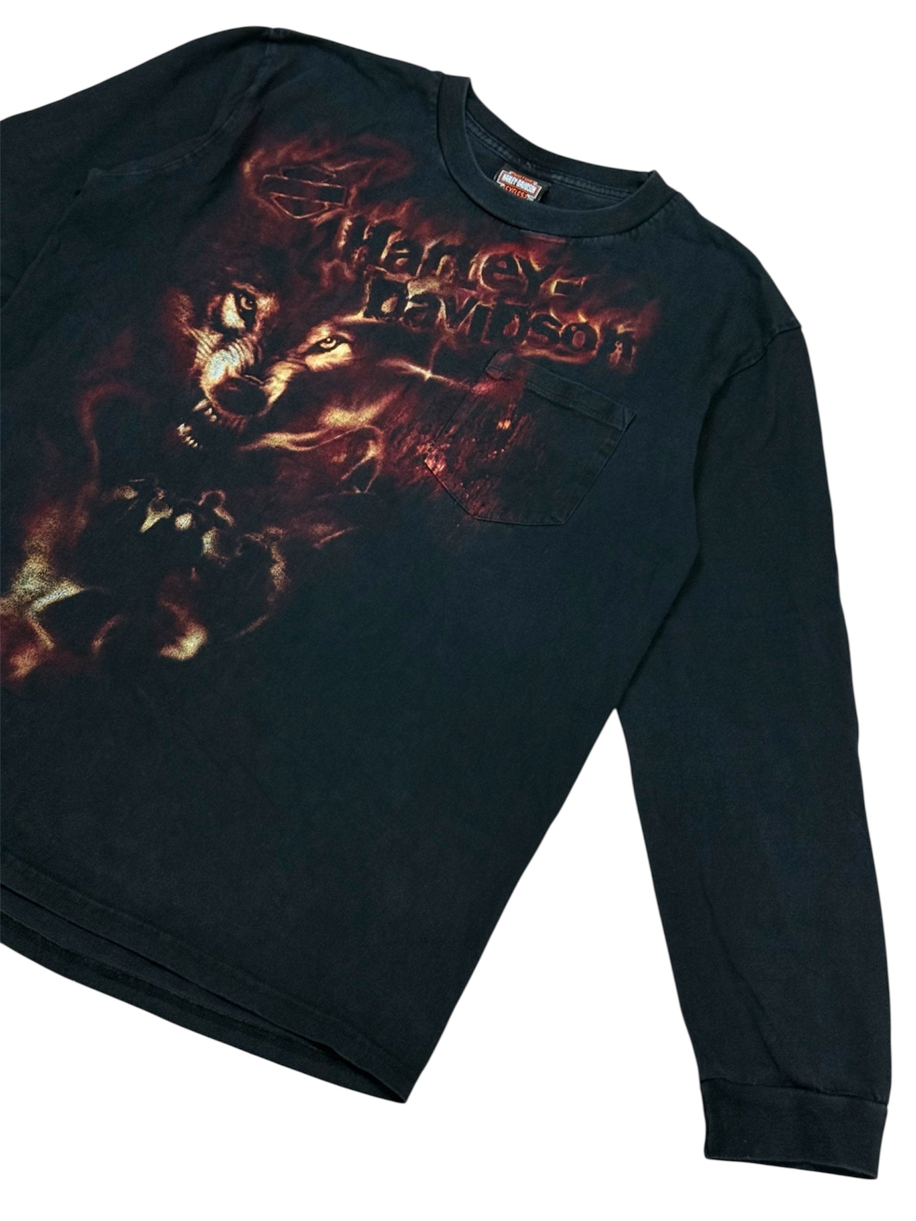 Vintage Harley Davidson Graphic Wolf Orlando Florida Long Sleeve Size L