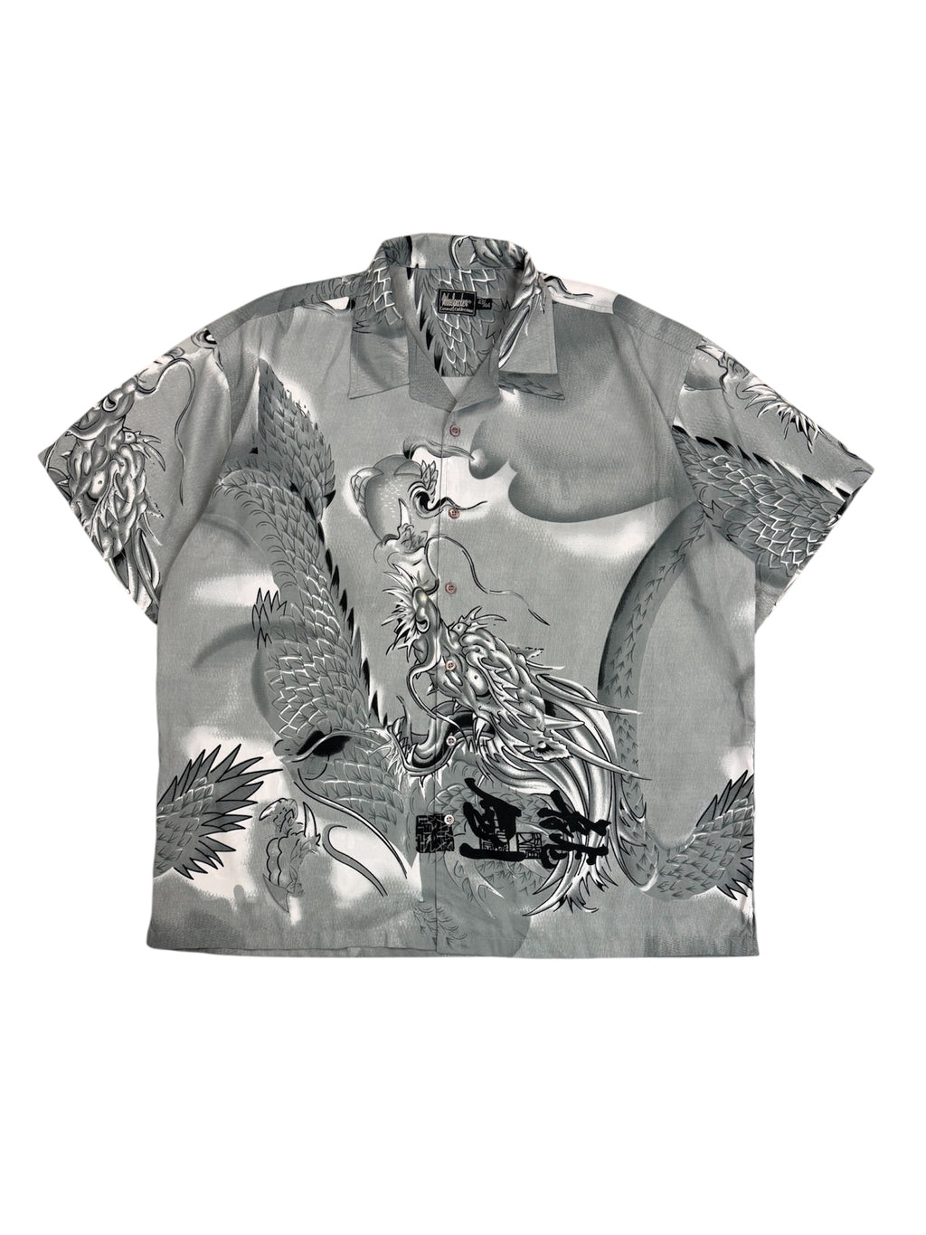 VIntage Woodpecker Dragon Print Button Up Grey