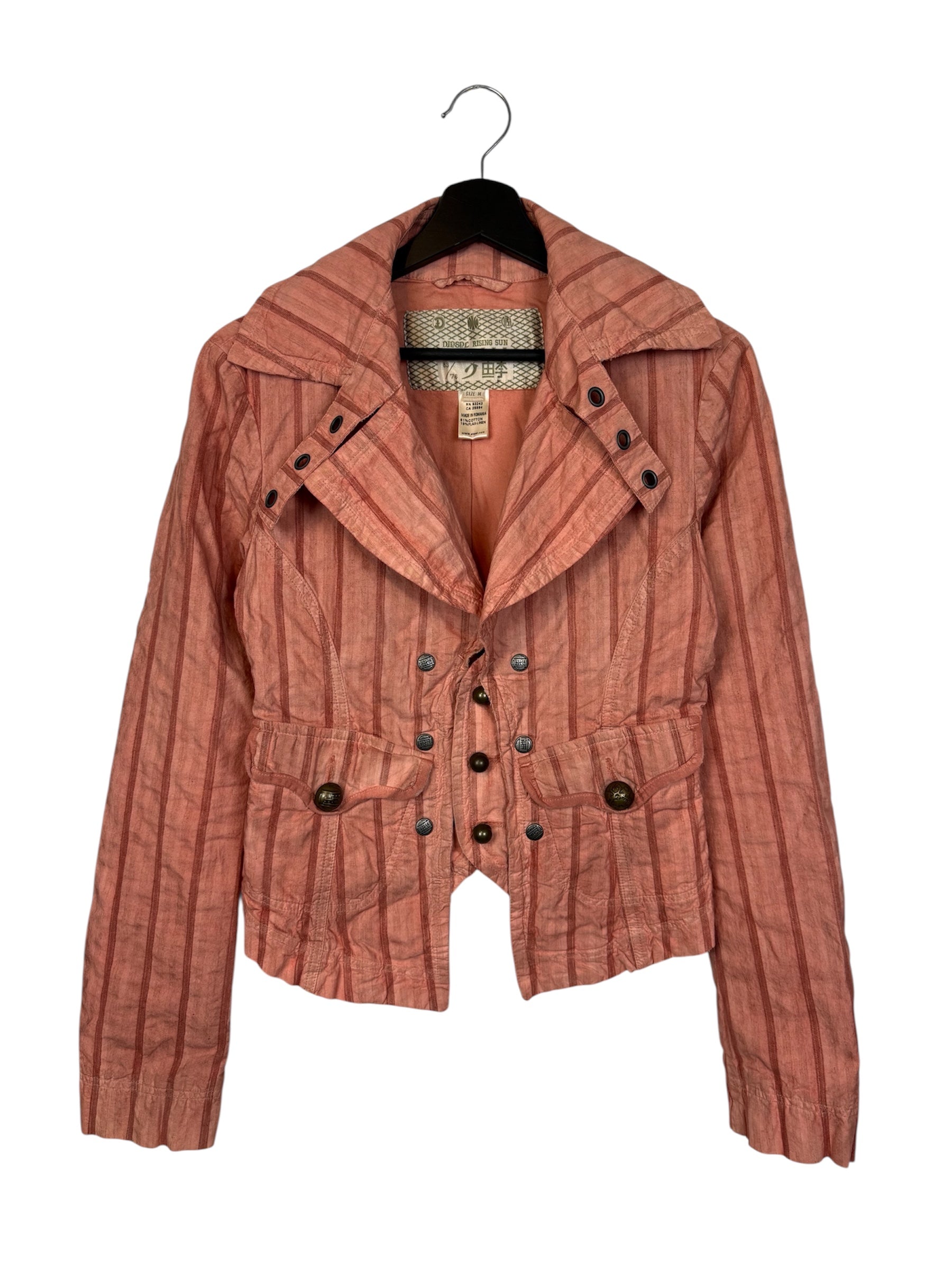 RARE Diesel Rising Sun Women's Striped Linen Blend Jacket Size M
