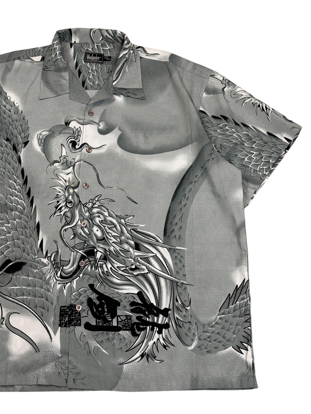 VIntage Woodpecker Dragon Print Button Up Grey