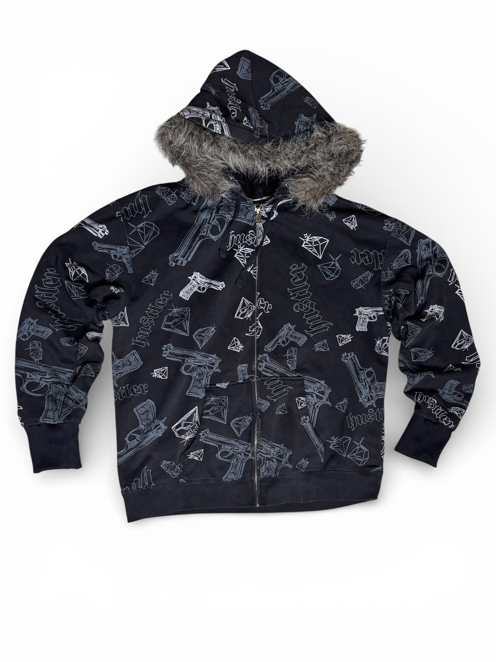 Rozpinana Bluza Hustler – All-over Print – Y2K / Streetwear