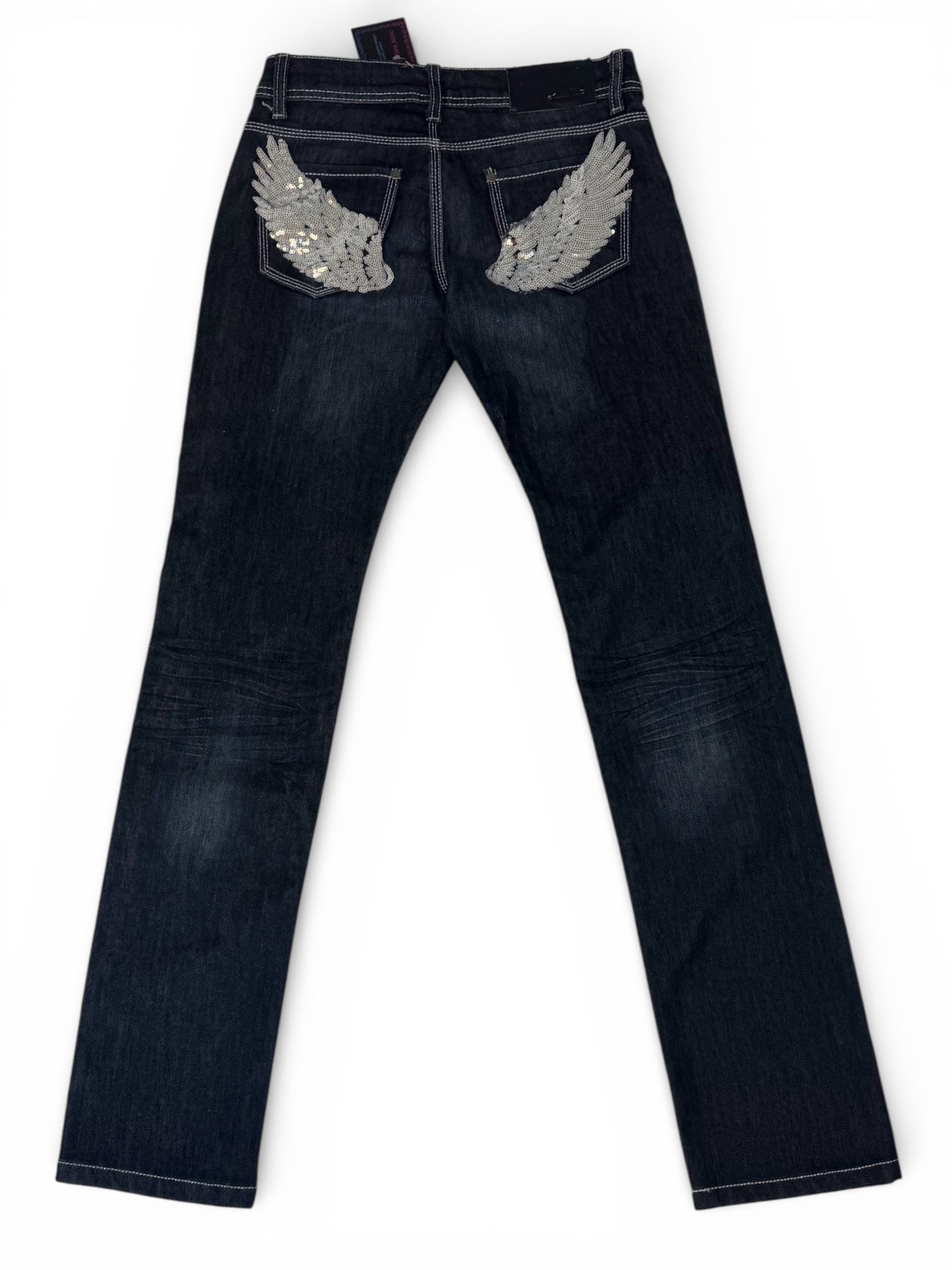 Ciemne Jeansy MISS POEM – Custom Angel Wings (Y2K / Grunge)