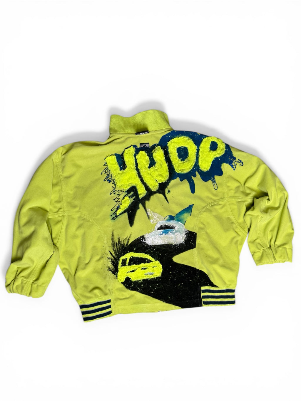 Custom Adidas Track Jacket HWDP 1of1 | Vintage Y2K Neon Green | Handpainted
