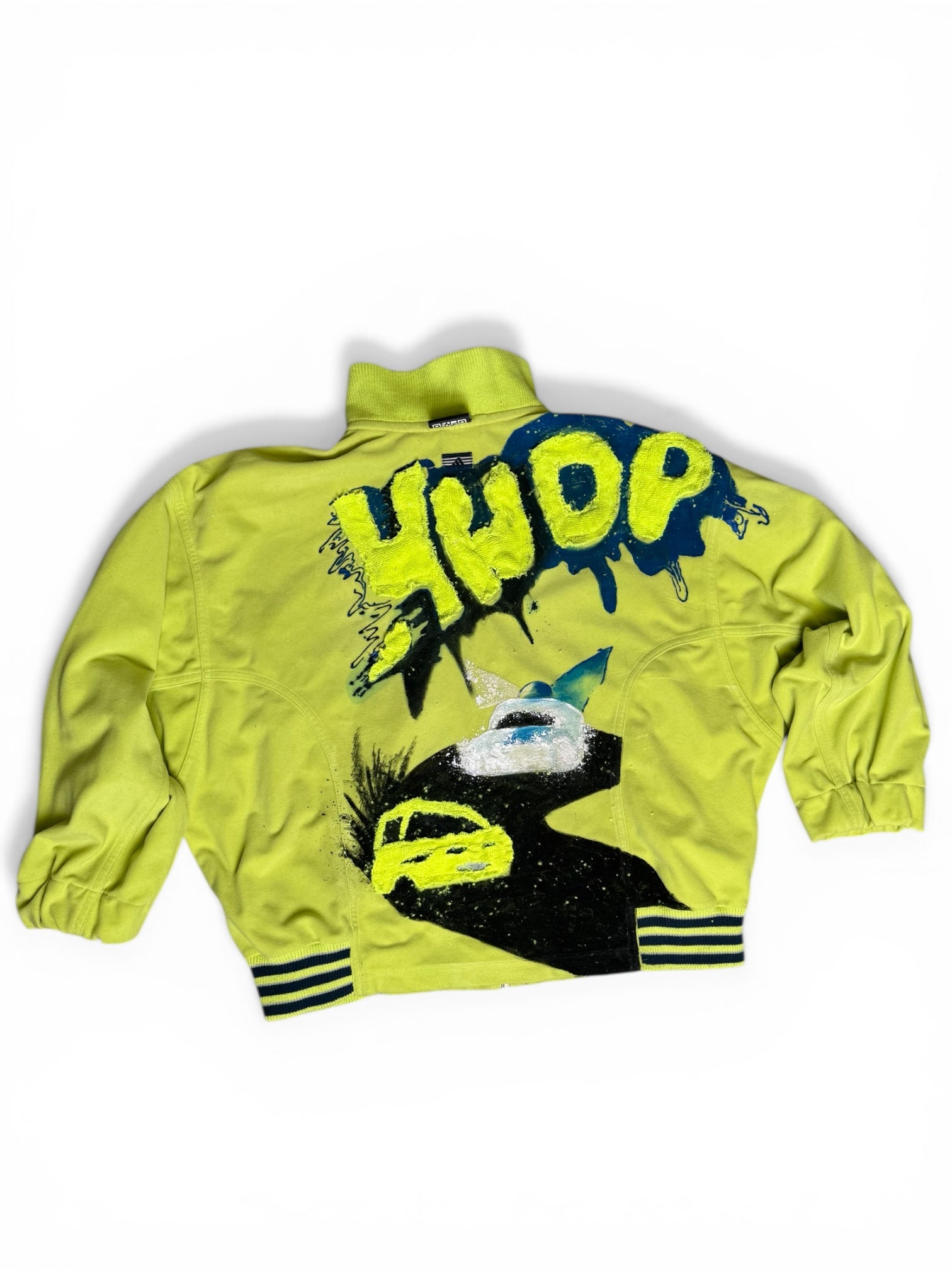 Custom Adidas Track Jacket HWDP 1of1 | Vintage Y2K Neon Green | Handpainted