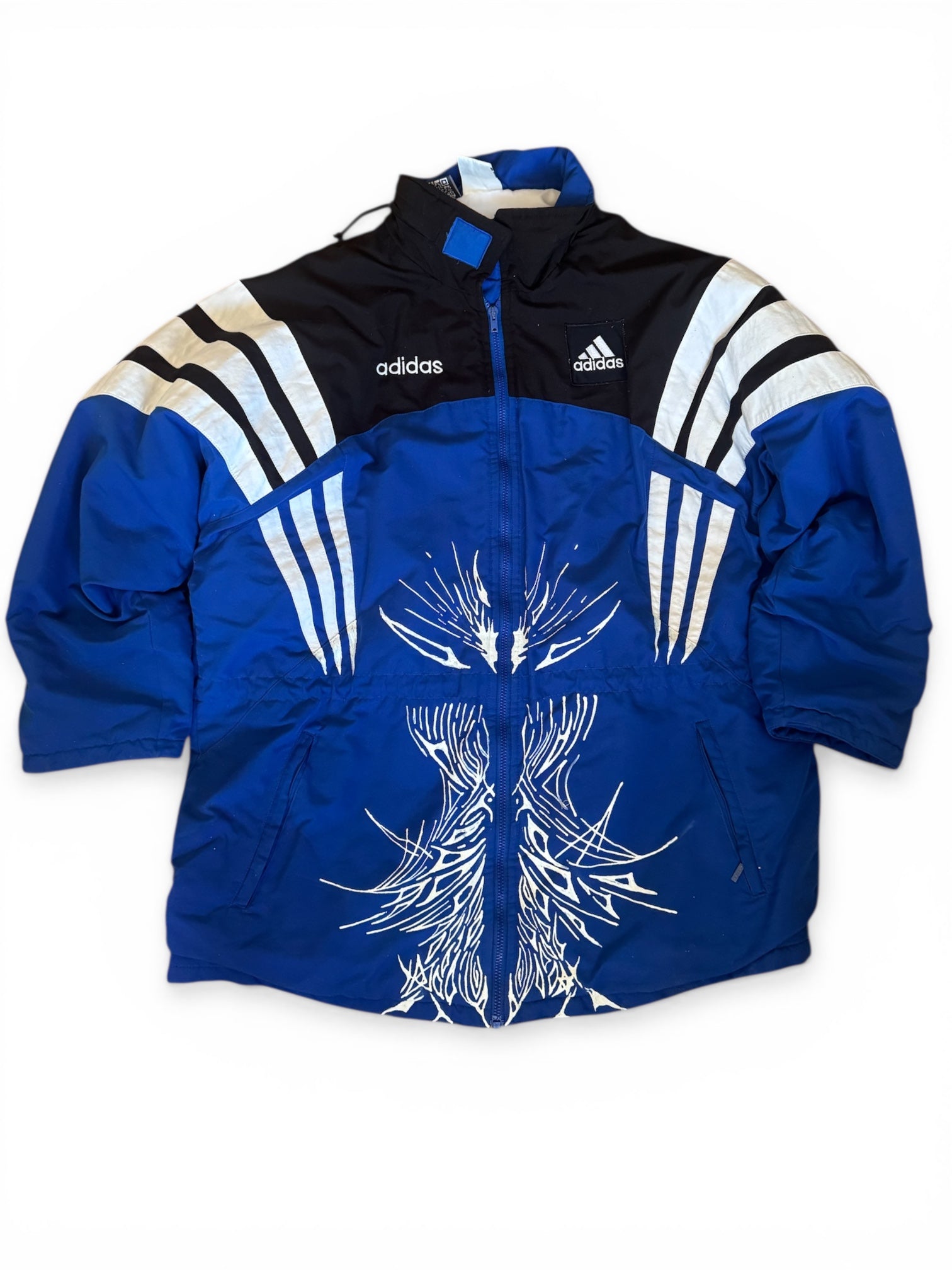 Unikalna Kurtka Wiatrówka Adidas Vintage Y2K – Custom Tribal, Rozmiar XL