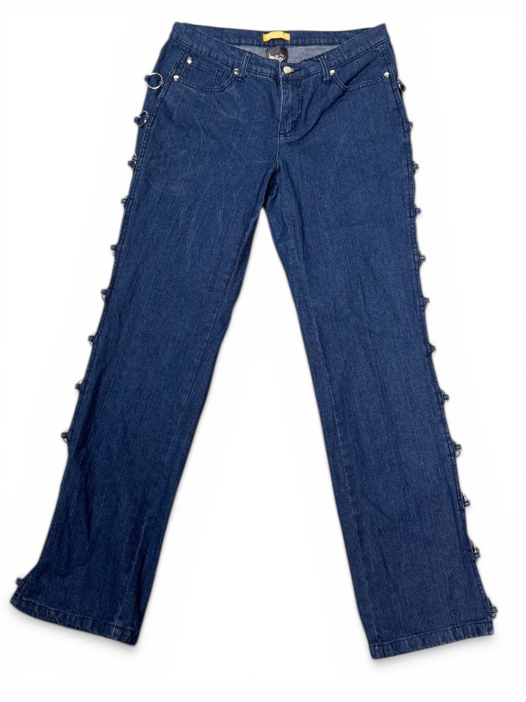 Custom Jeans Cyber Y2K Tribal – O-rings / Star Design – Unikat!
