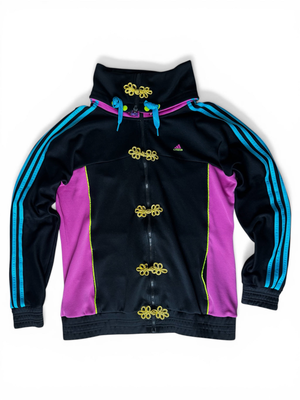 Rework unikat 1/1: Bluza Adidas Skrzydła i Złote Zapięcia w stylu chińskim (Y2K/Cyber)